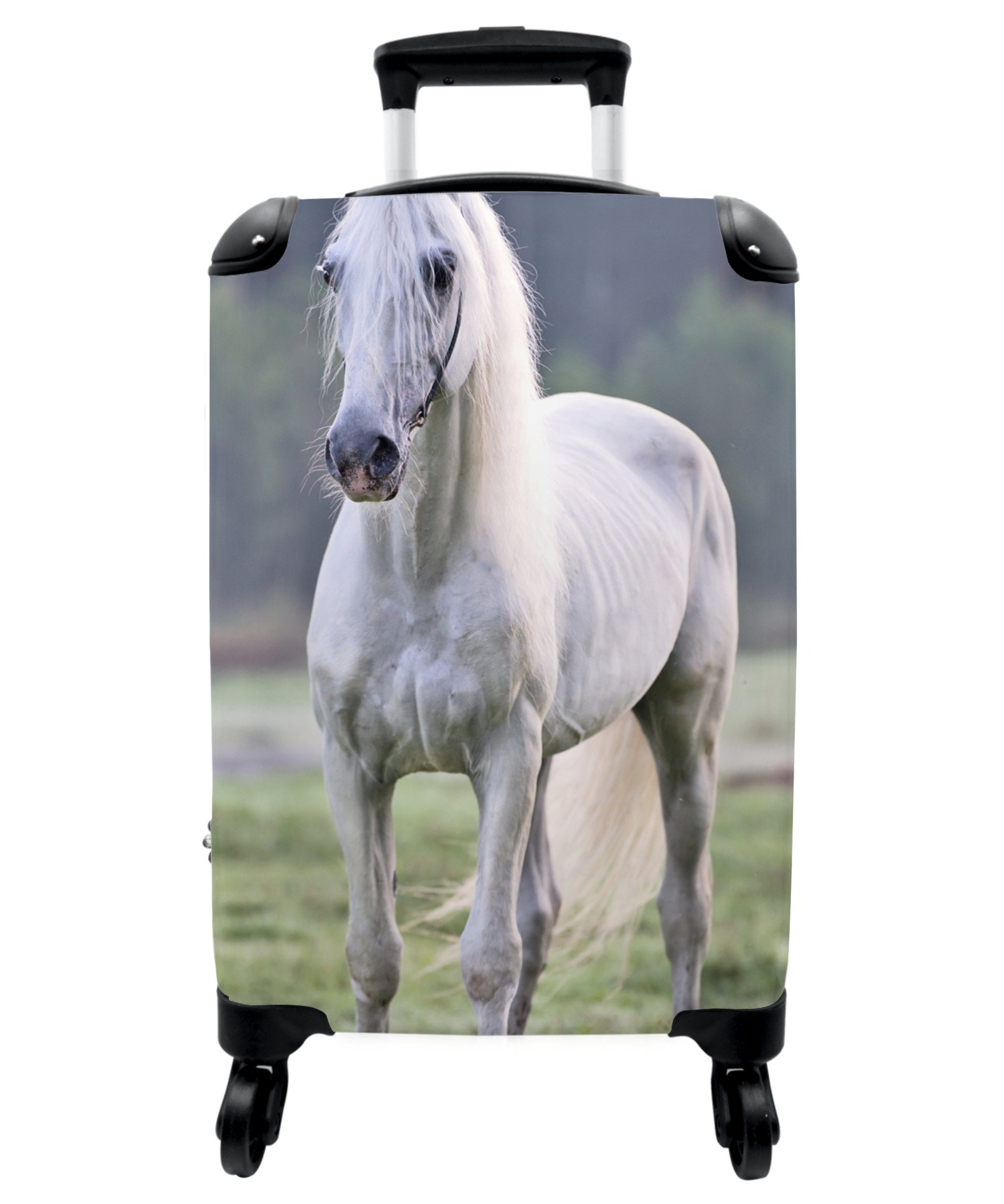 4 Natur Ferien, rollen, Kindertrolley, Kind, Weiß NoBoringSuitcases.com© Reisetasche für Kinderkoffer Rollen, Handgepäck mit - Pferde 55x35x20cm - - Koffer