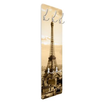 Bilderdepot24 Garderobenpaneel gold Städte Skyline I Love Paris Design (ausgefallenes Flur Wandpaneel mit Garderobenhaken Kleiderhaken hängend), moderne Wandgarderobe - Flurgarderobe im schmalen Hakenpaneel Design