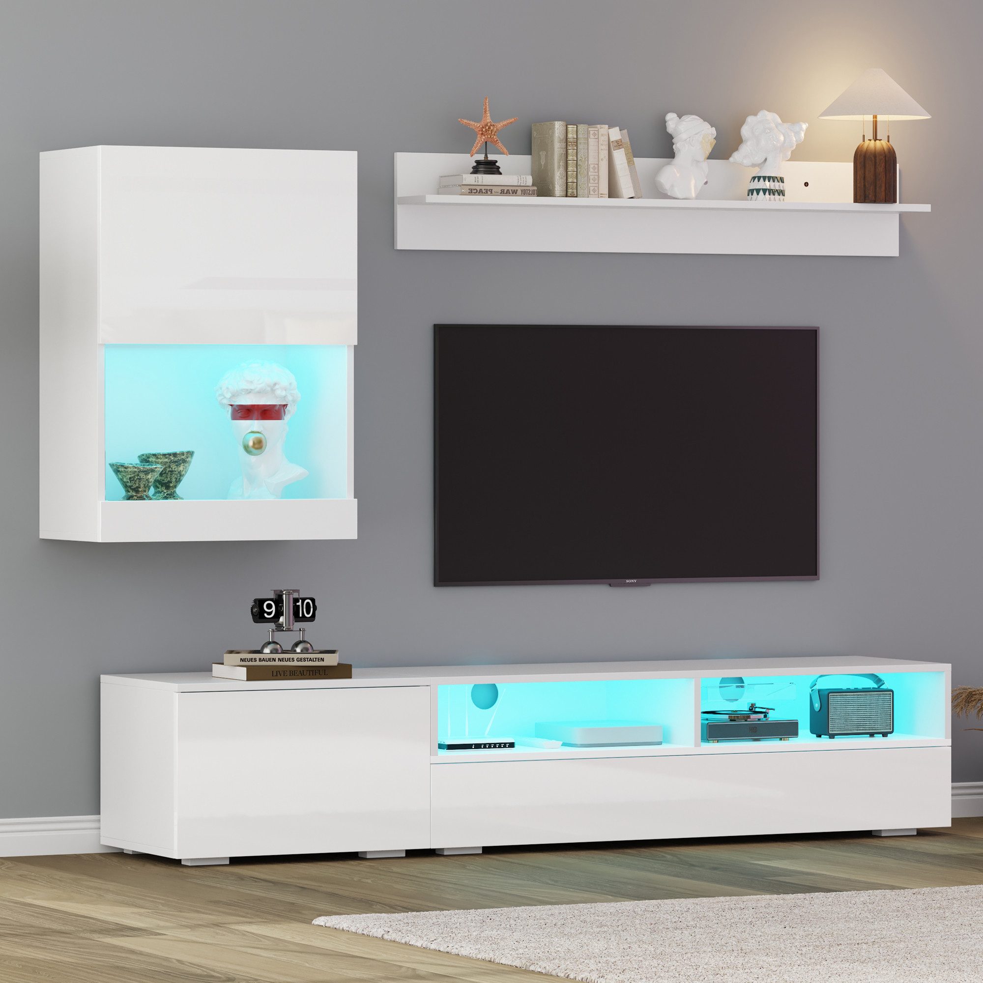 OKWISH Wohnzimmer-Set Mediawand inkl.TV-Board, Standregal und günstig online kaufen