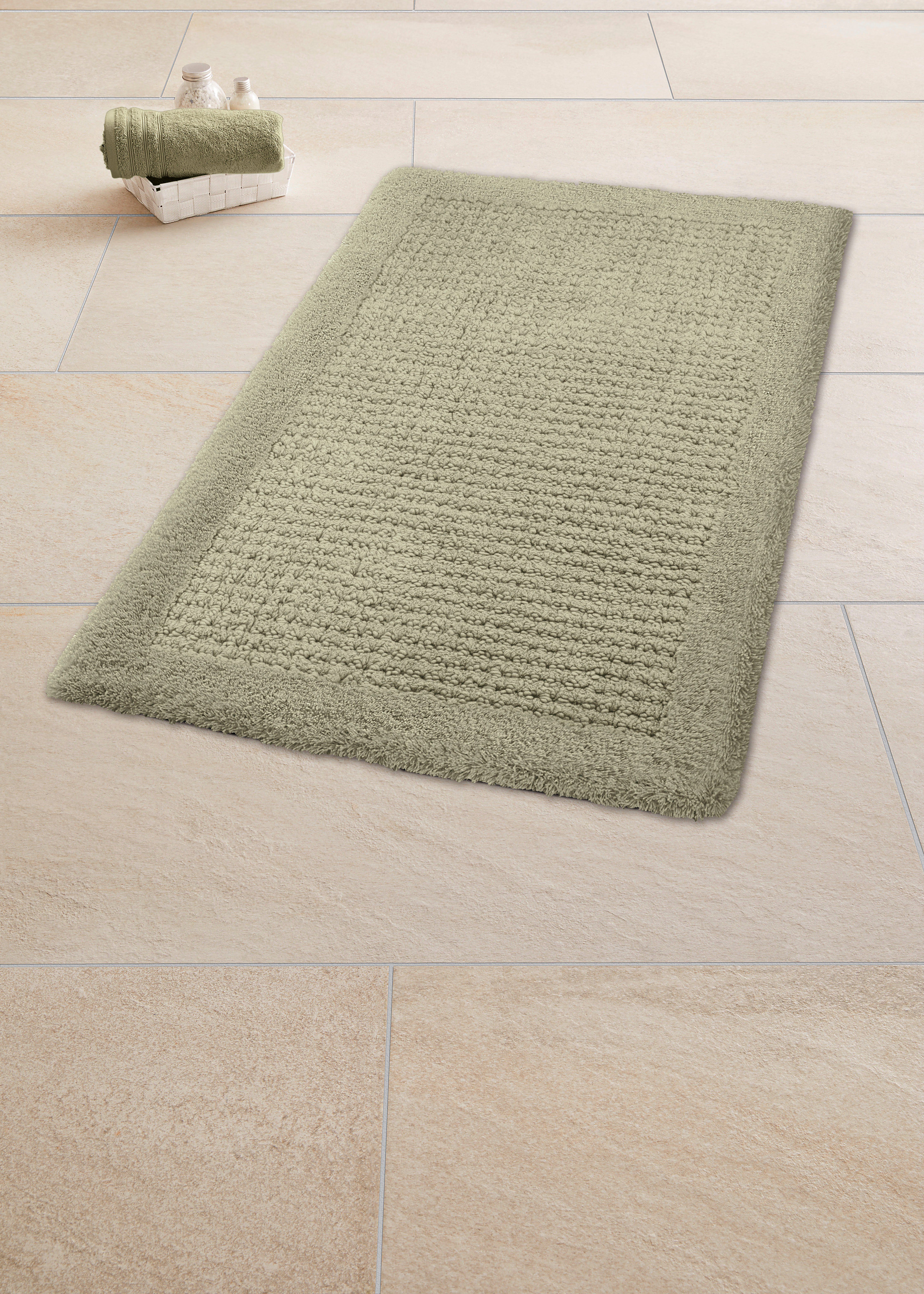 Kleine Wolke Badematte Net, Badvorleger, Badezimmer Teppich, Höhe 17 mm, rutschhemmend beschichtet, fußbodenheizungsgeeignet, Baumwolle, rechteckig, Badteppich, Uni Farben, rutschhhemmend