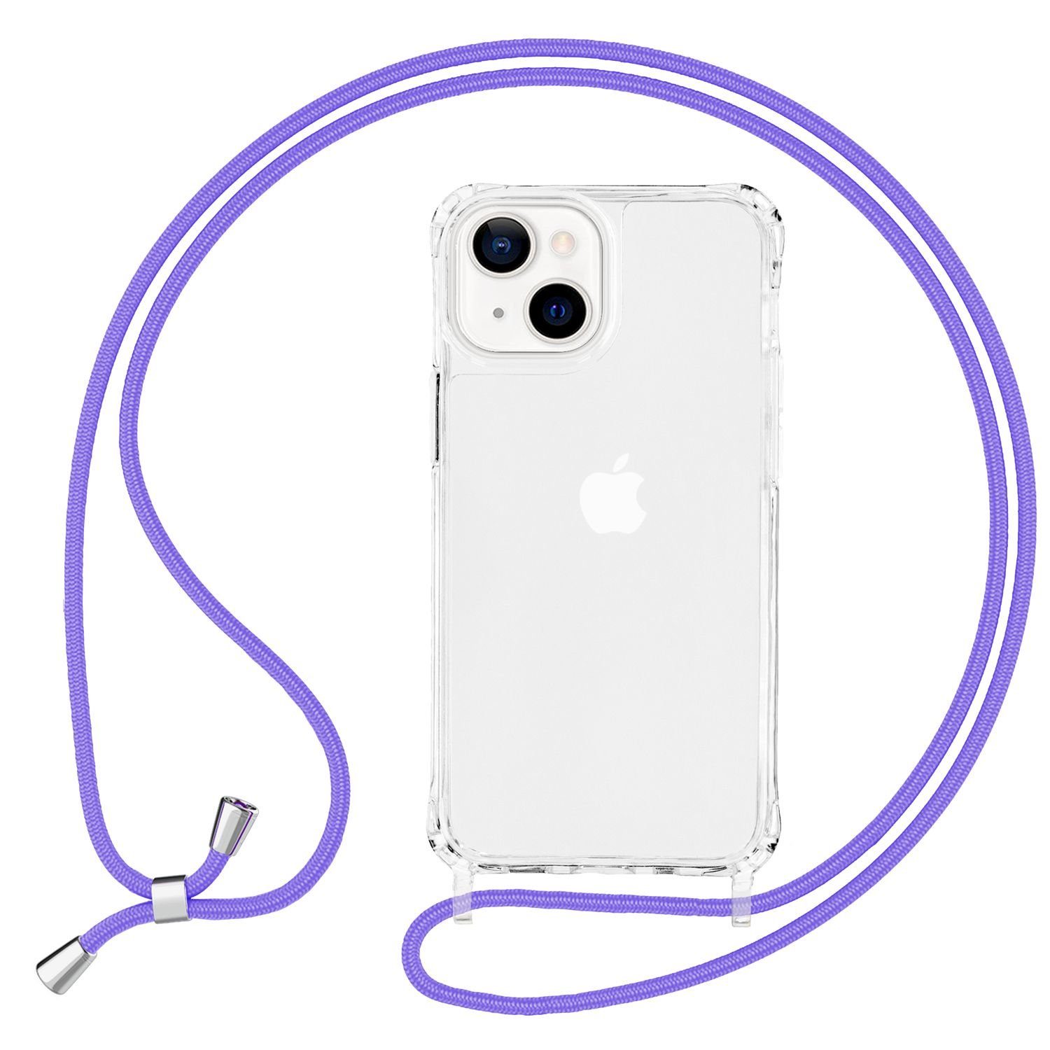 Nalia Backcover Apple iPhone 13 15,5 cm (6,1 Zoll), Klare Hybrid Hülle mit Kette / Schutzhülle zum Umhängen / Handyband