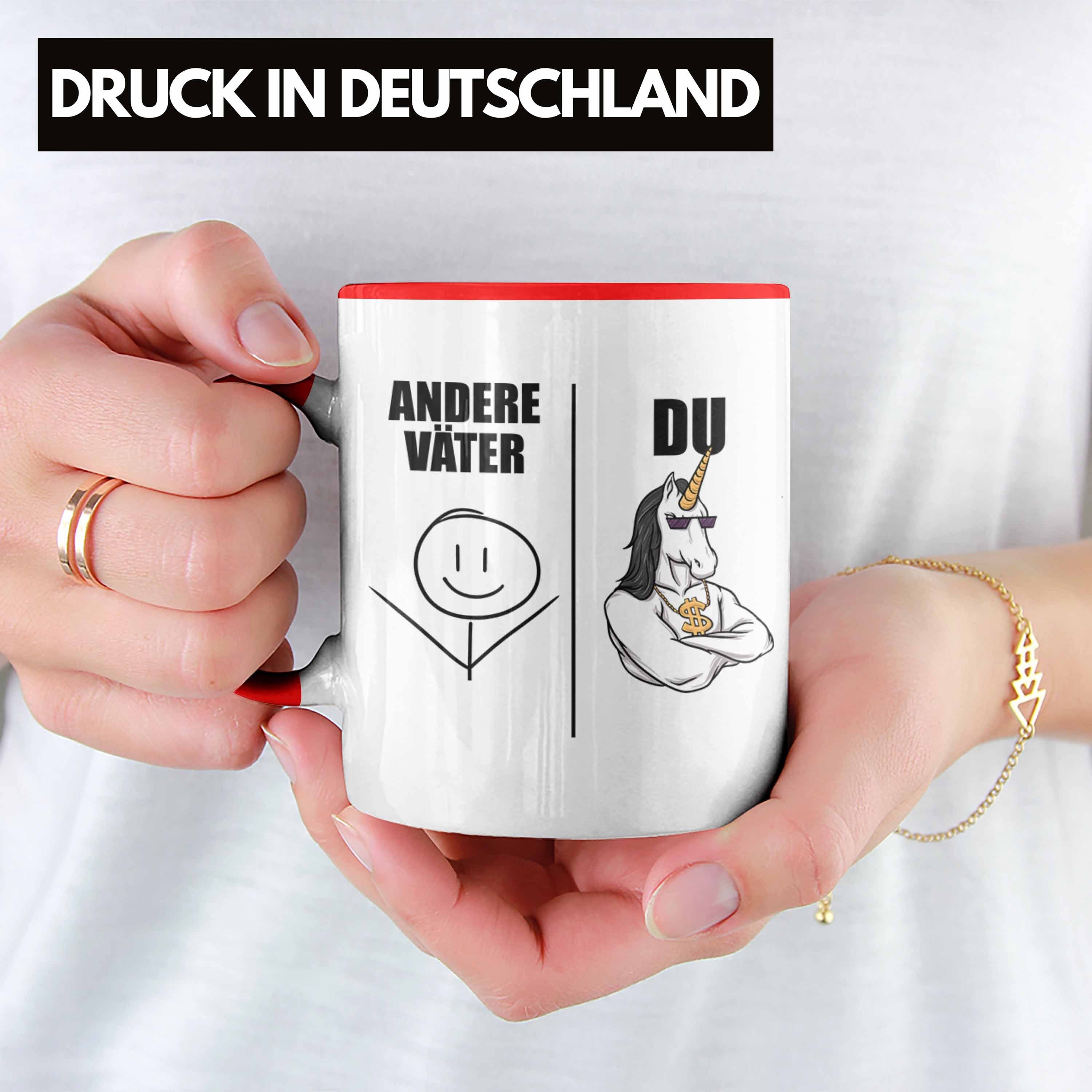 Vater mit von Tasse Bester für - Tasse Geschenk Kaffeetasse Geschenkidee Papa Sohn Trendation Spruch Rot Vatertag Trendation