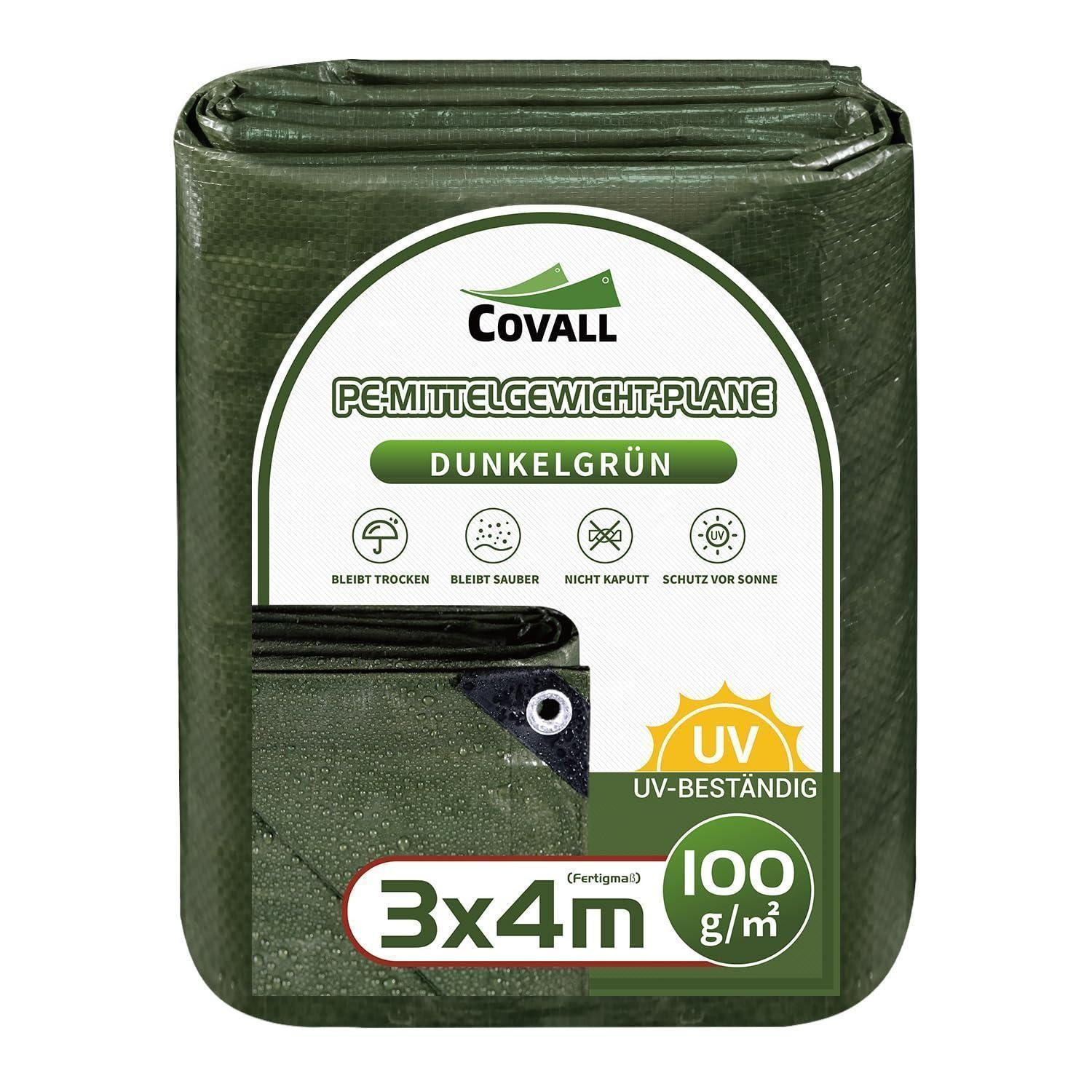LuxusKollektion Zeltunterlage Abdeckplane Gewebeplane Wasserdicht 100g m2 UVbeständig Grün 3m x 4m