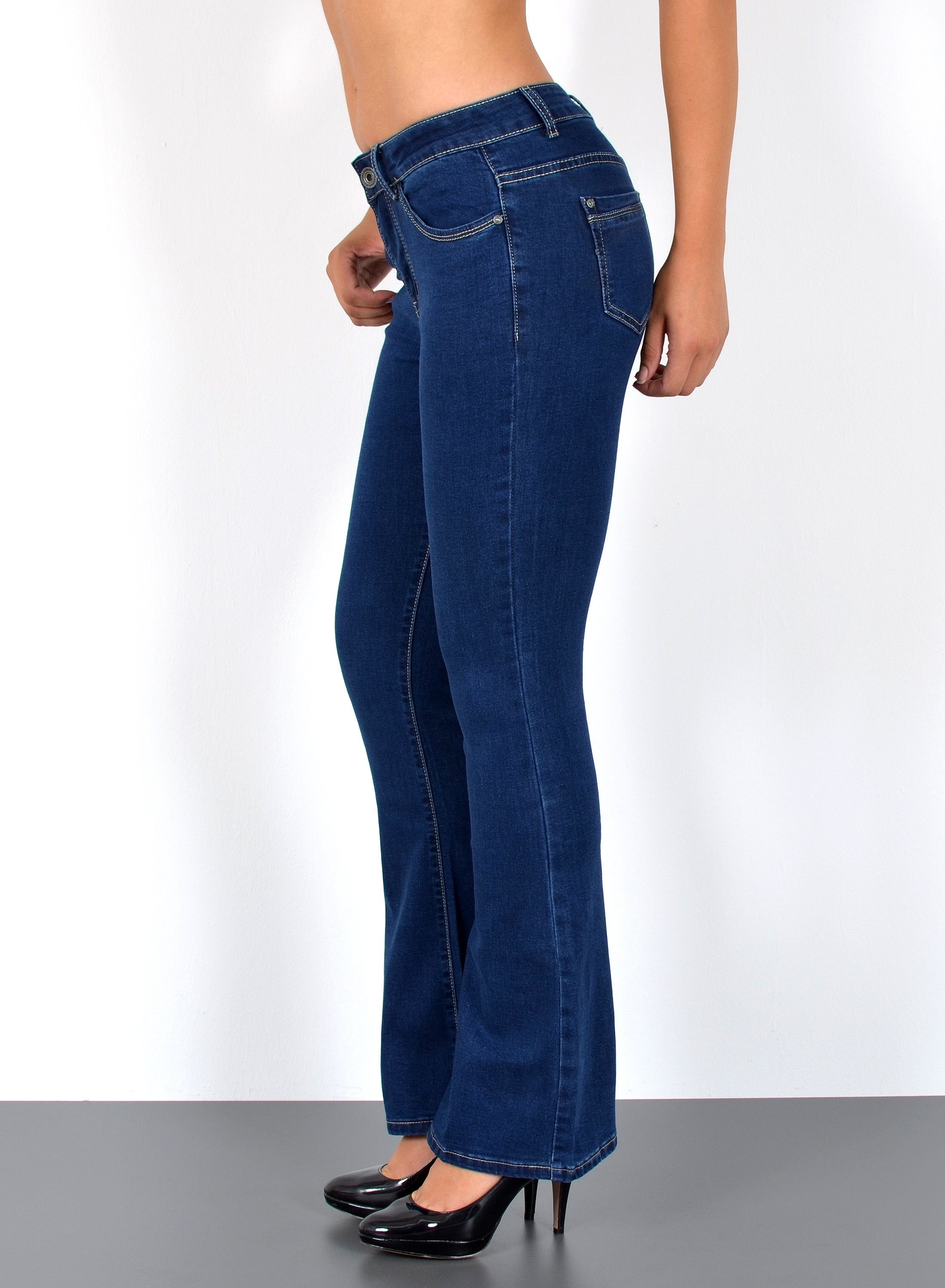 ESRA Bootcut-Jeans Damen Schlagjeans mit weitem Bein und Stretch bis Große günstig online kaufen