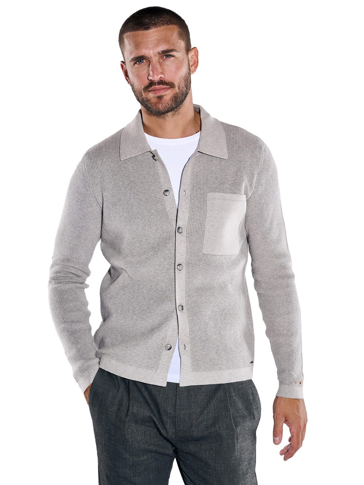 Cardigan emilio adani Herren Cardigan strukturiert, Braunbeige