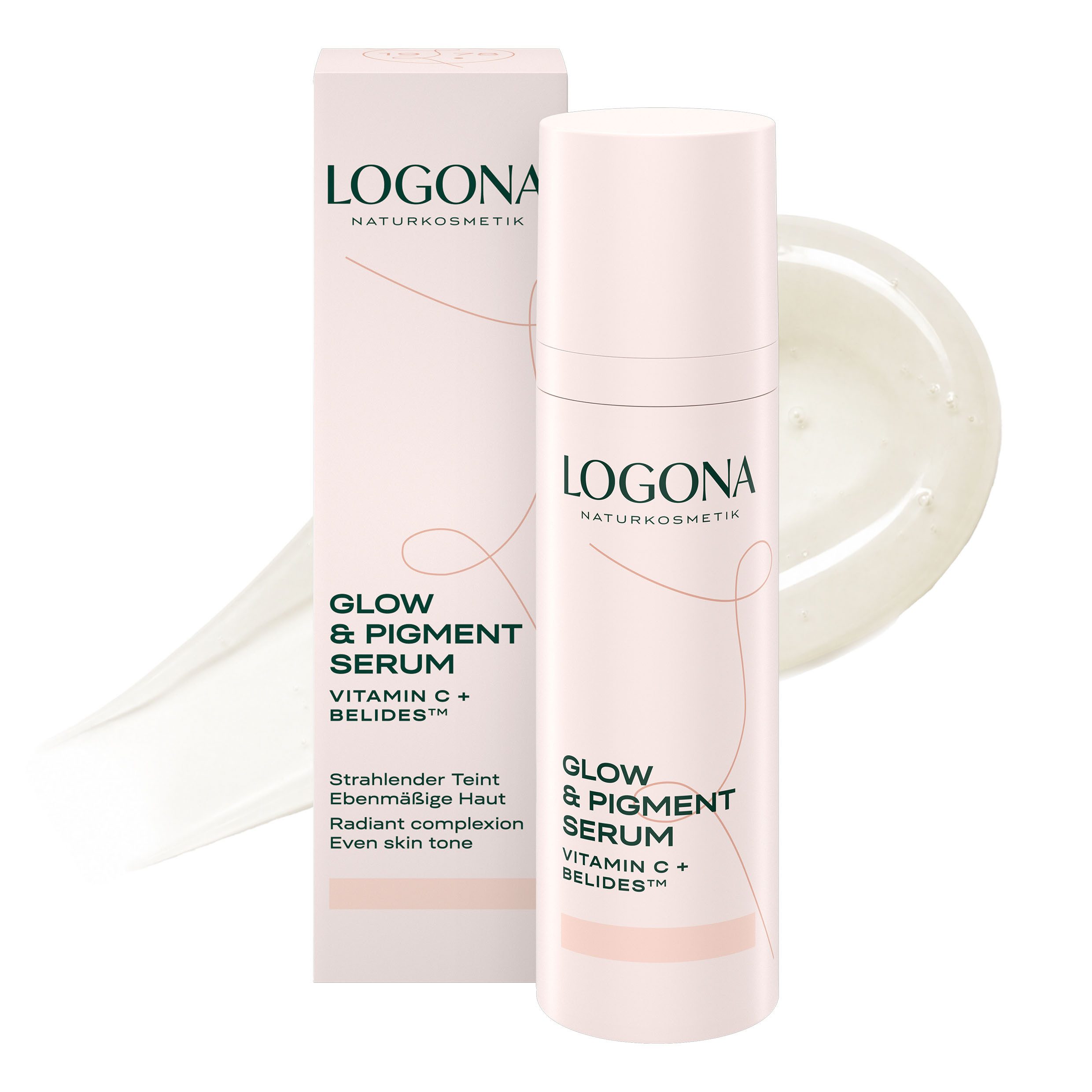 LOGONA Gesichtsserum GLOW & PIGMENT SERUM, mit Belides™ und Vitamin C, Fluid-Textur