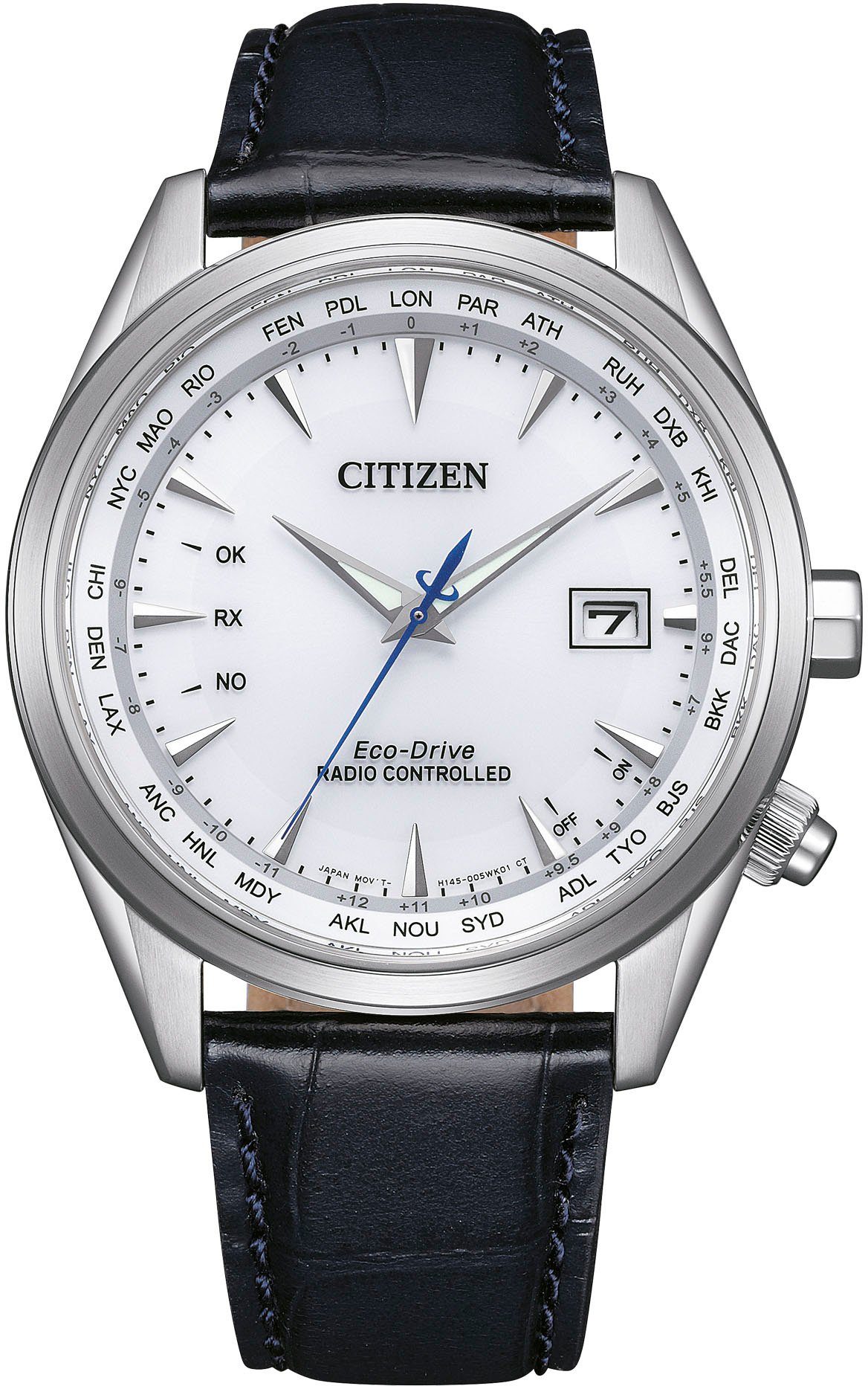 Citizen Funkuhr CB0270-10A, Armbanduhr, Herrenuhr, Solar, Lederarmband, Saphirglas, Datum