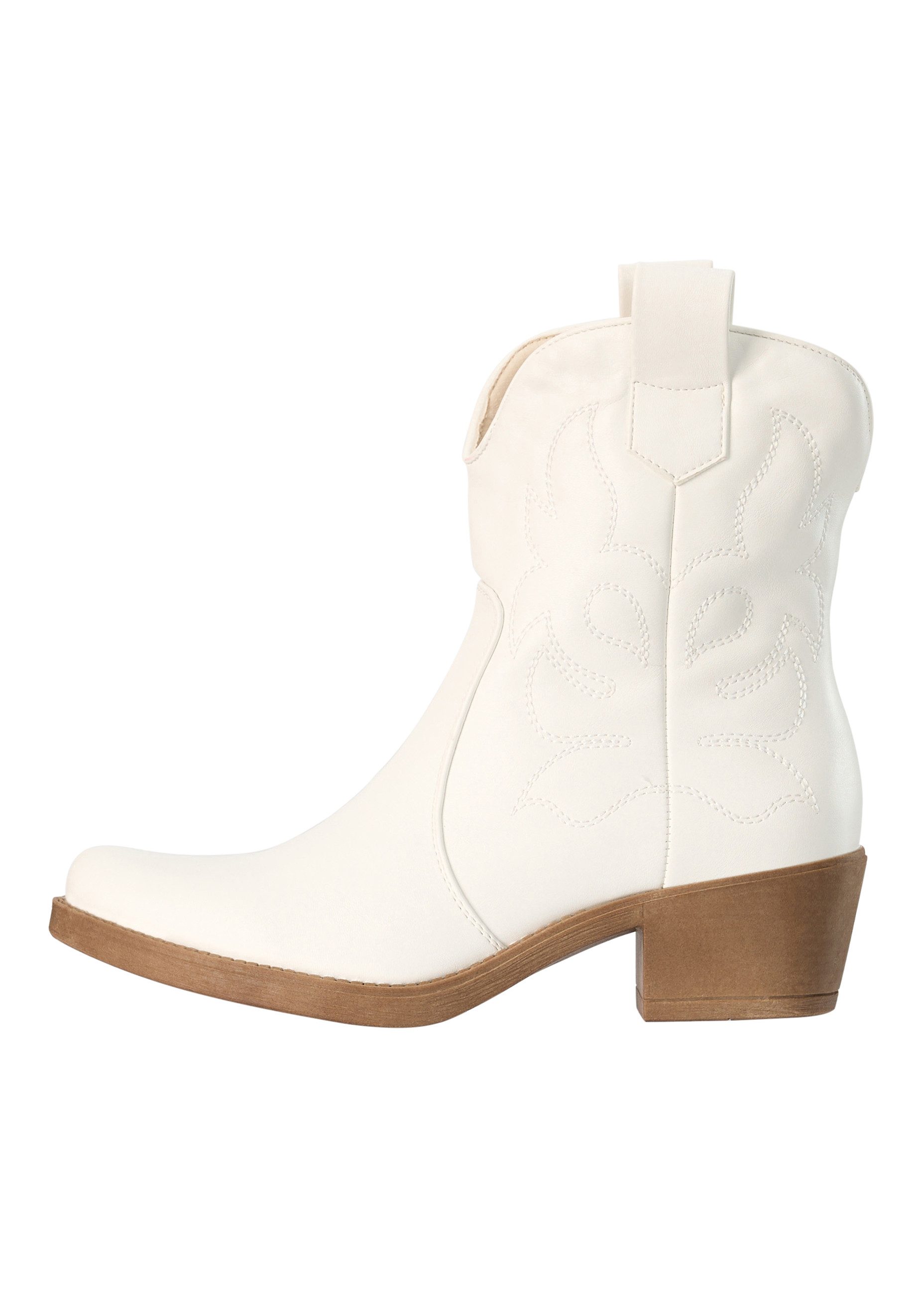 Salinyang Damen Western Cowboy Boots mit Ziernähten und Blockabsatz Stiefelette