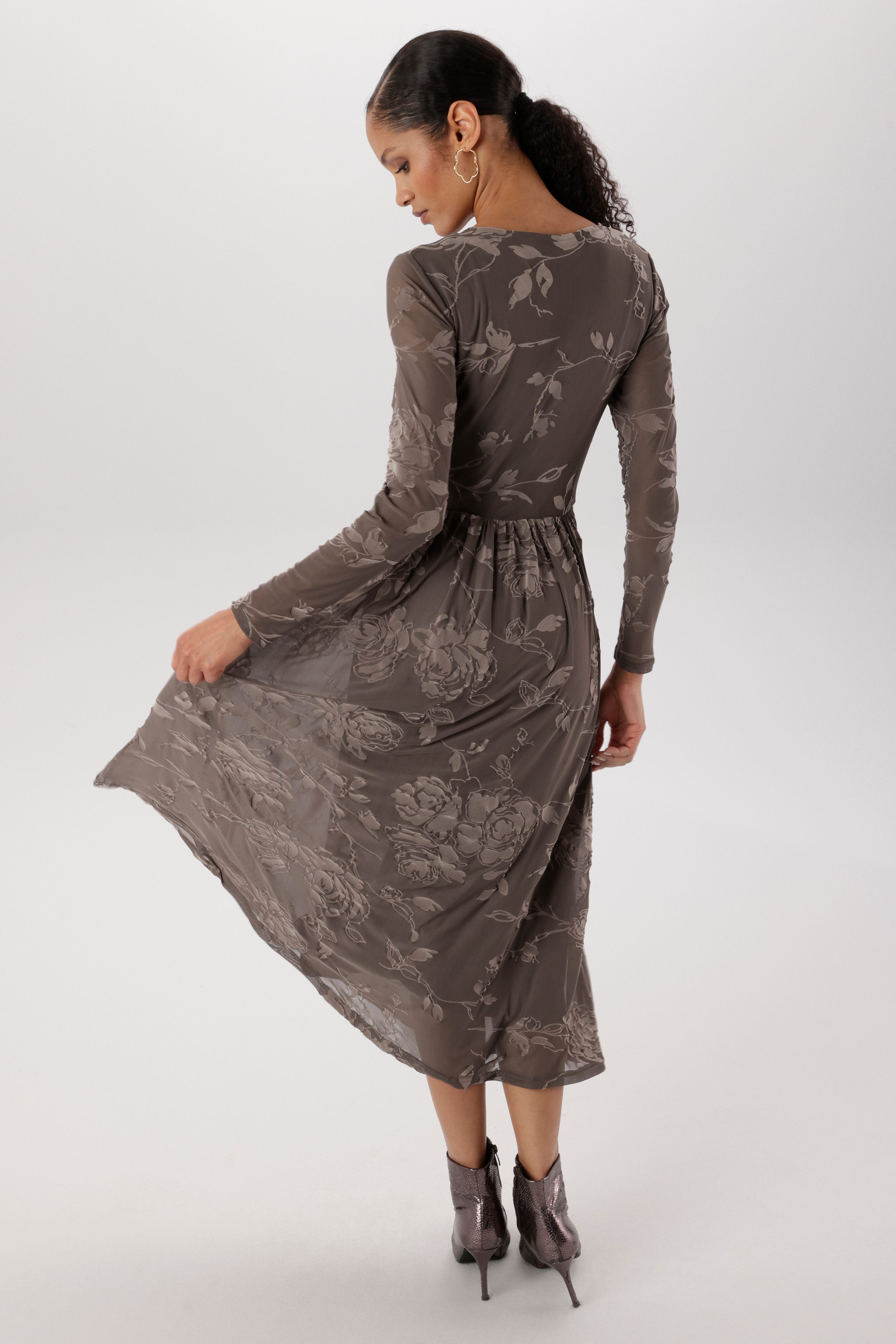 Aniston SELECTED Midikleid in florale Ausbrenner-Optik und Mesh-Qualität - NEUE KOLLEKTION