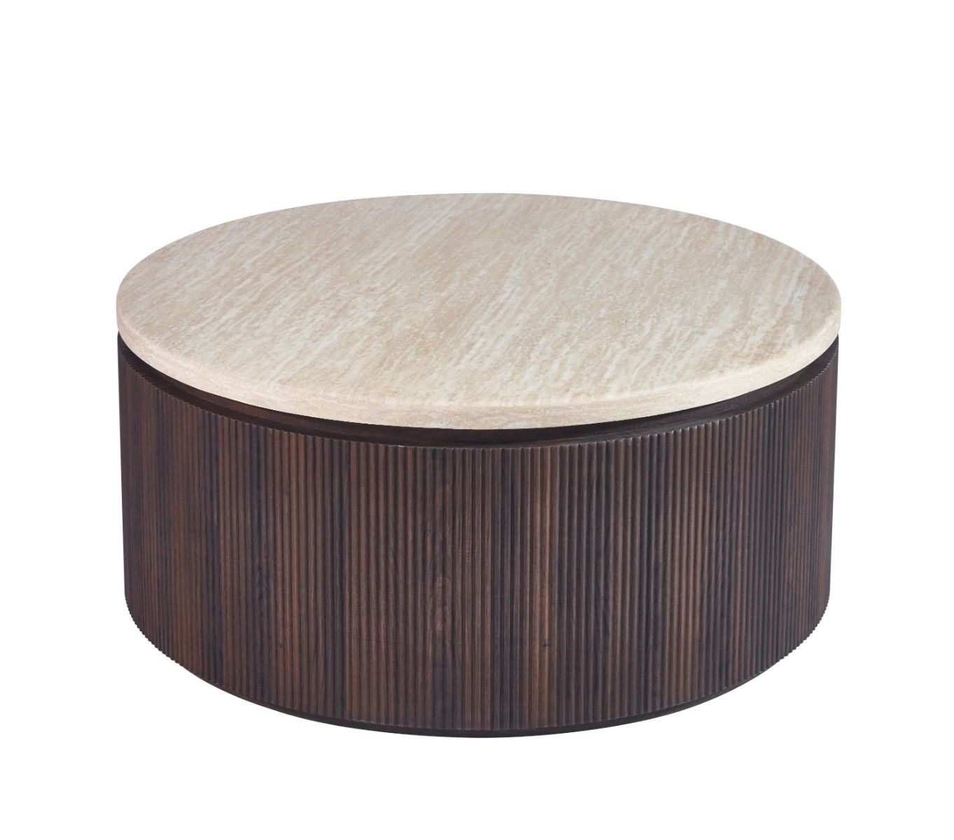 alesvelt Couchtisch Lunado Travertin Tischplatte in edlem Säulenstil 100 cm (1-Stück), Ø100 cm 45cm Höhe