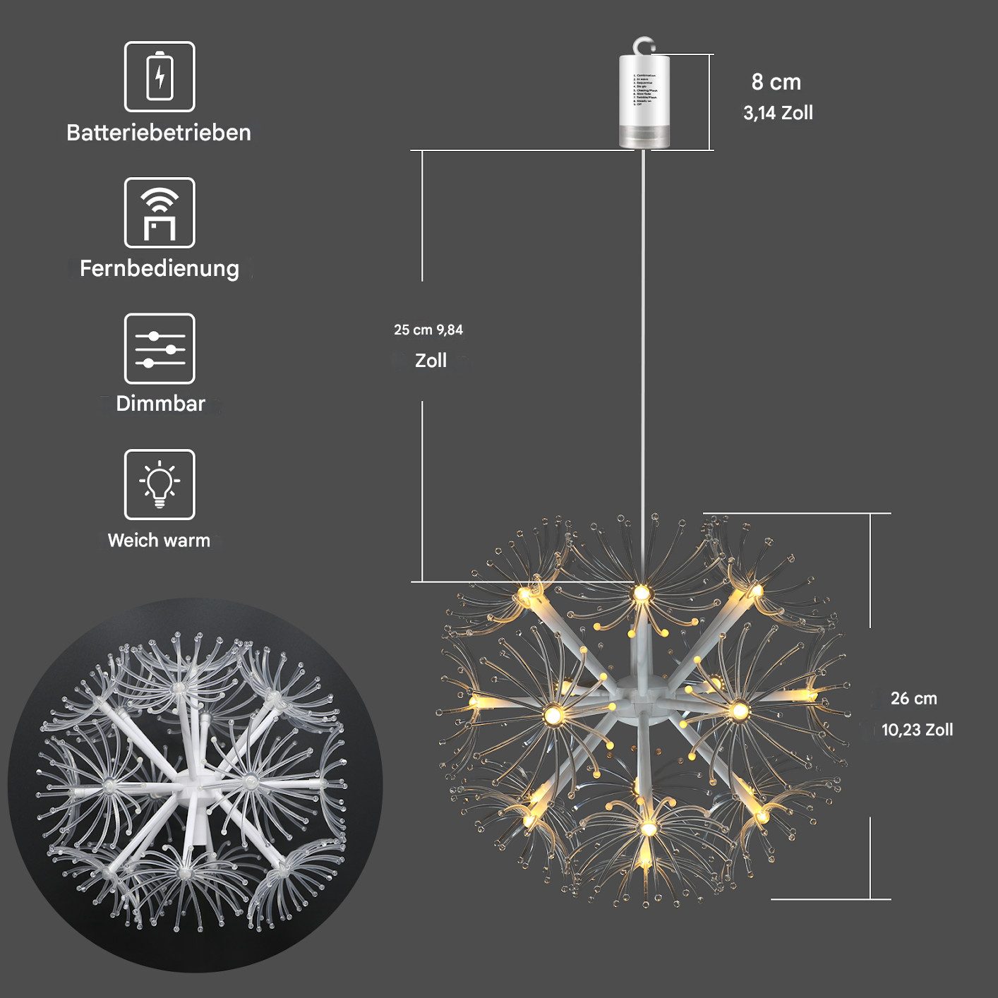 Tukrool LED Gartenleuchte 19LEDs Licht Batterie günstig online kaufen