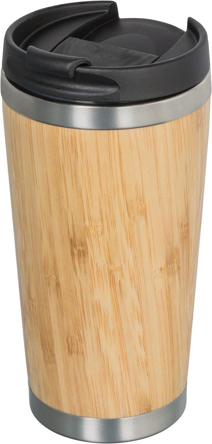 MORRENT Isolierbecher 450 Holz Edelstahl ml Thermobecher Travel Mug Kaffee-Tee