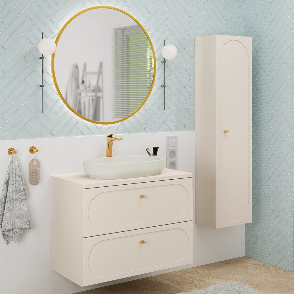 Lomadox Waschtischplatte DESENZANO-56, Abdeckplatte 80 cm breit in beige