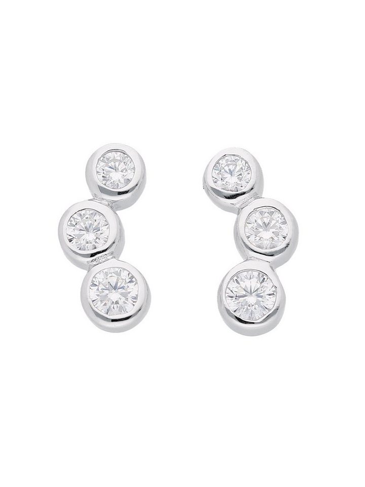 Adelia´s Paar Ohrhänger 925 Silber Ohrringe Ohrstecker mit Zirkonia, mit  Zirkonia Silberschmuck für Damen, Maße - Breite 4 mm - Höhe 10,5 mm
