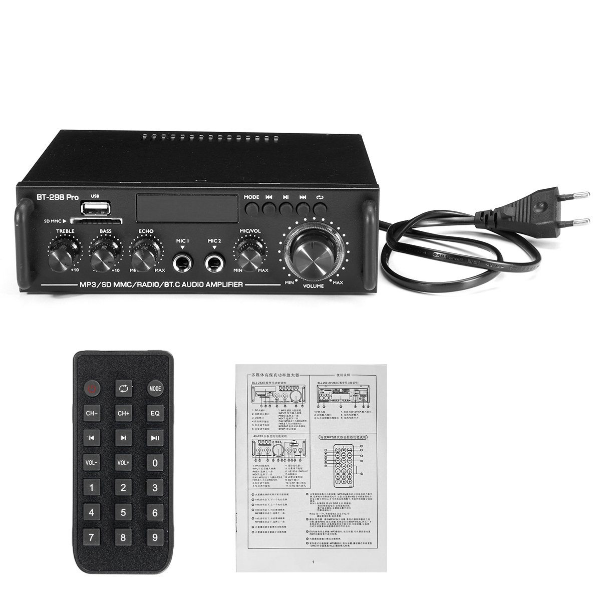 Insma Audioverstärker (2-Kanal Verstärker Amplifier) HiFi bluetooth Audio Digital Stereo 800W