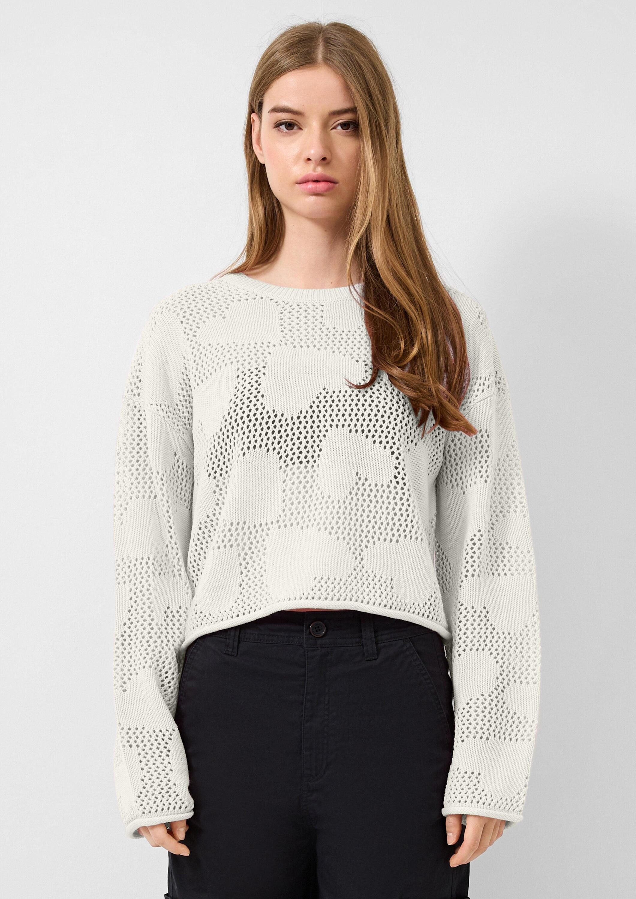 QS Longpullover Strickpullover Ajourpullover