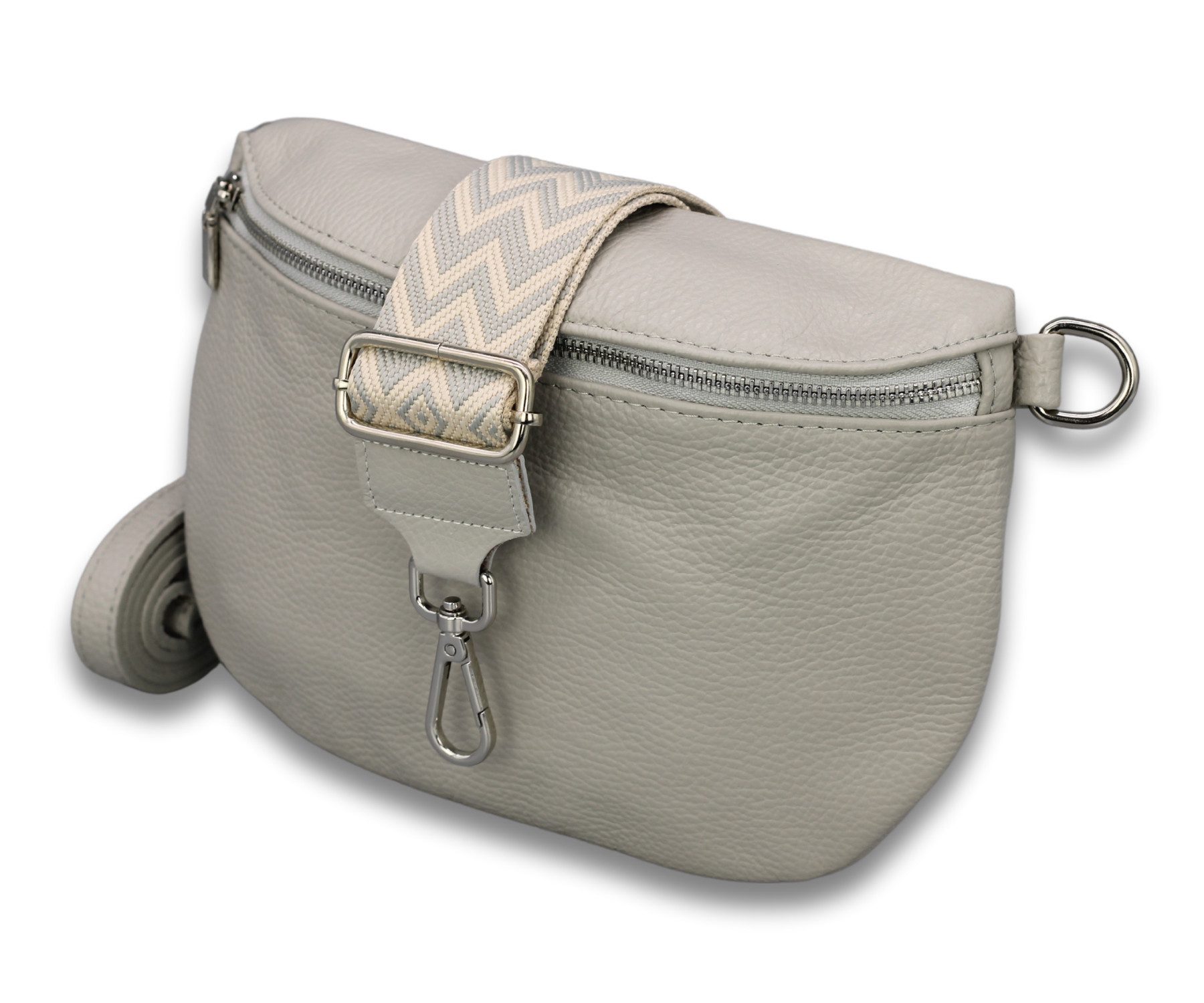 Adel Bags Schultertasche ADA Bauchtasche Damen Leder, mit breiten Gemusterten Riemen, mit 3 Fächer, stylische Gürteltasche, 12 Farboptionen, Made in Italy