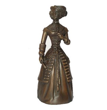 Linoows Dekoobjekt Bronzefigur Glocke, Tischglocke elegante Dame, Bronze Glocke, Tischglocke elegante Lady, Bronzeskulptur