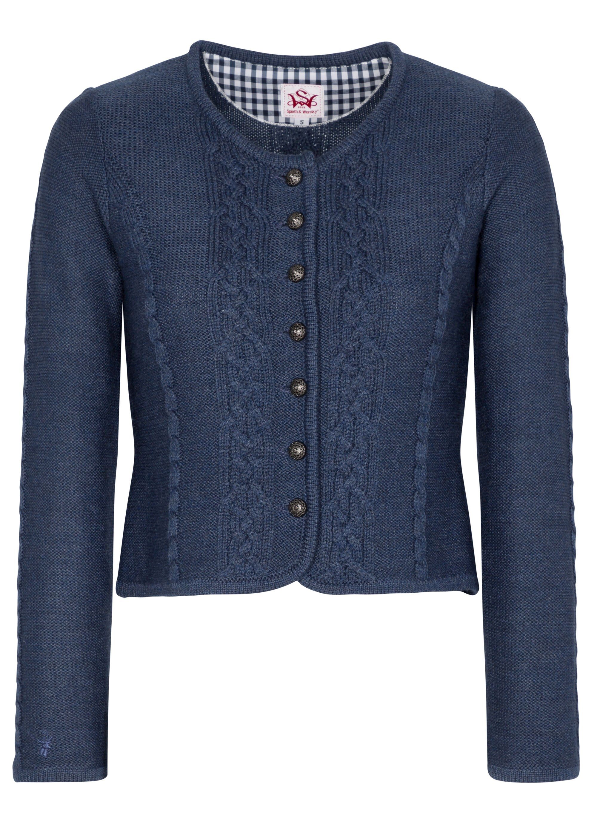 mit 'Bonn' Wensky & Trachtenstrickjacke Zopfmuster Spieth jeansblau