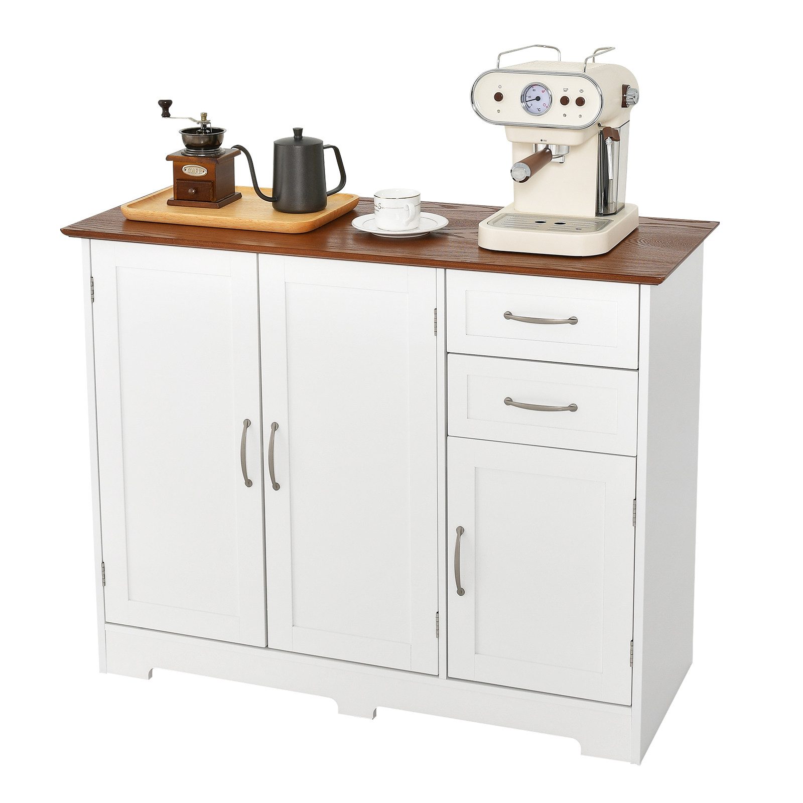 COSTWAY Küchenbuffet Schrank mit Arbeitsplatte, 2 Schubladen, Sideboard 100 günstig online kaufen