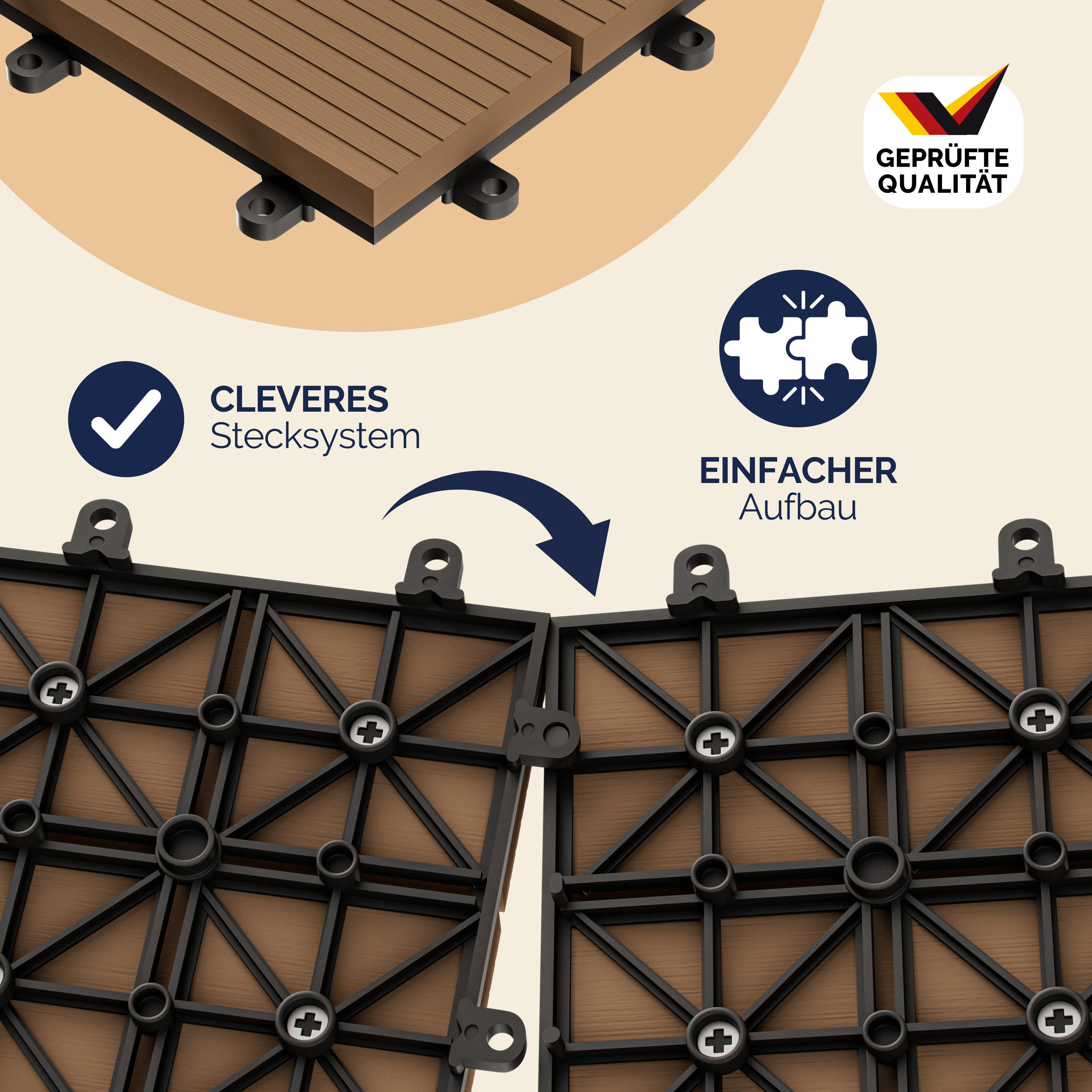 Deuba Holzfliesen 1x Klassik Terrakotta