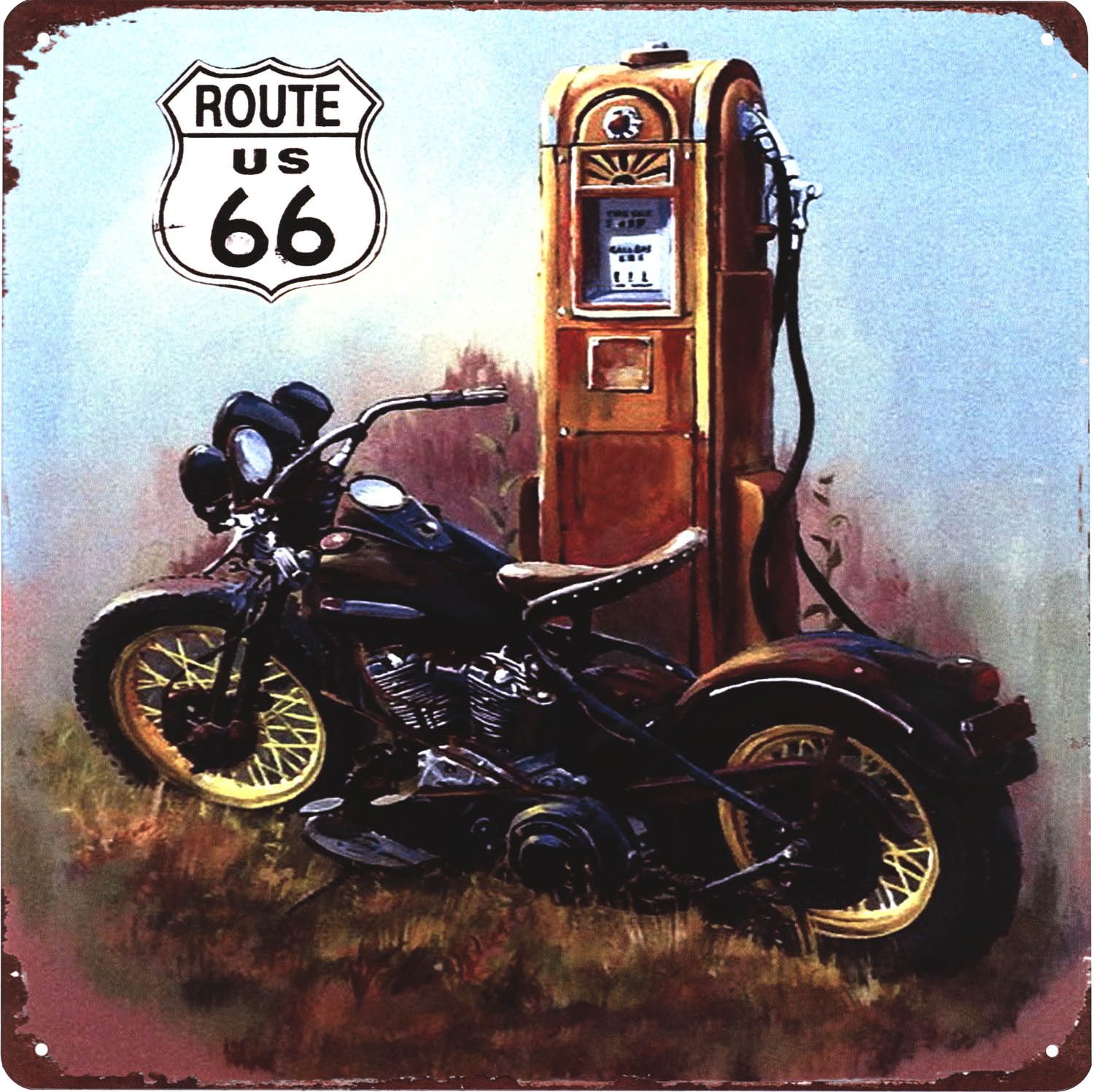 Moritz Metallschild Blechschild Route 66 US Motorrad Zapfsäule, (Einzeln), günstig online kaufen