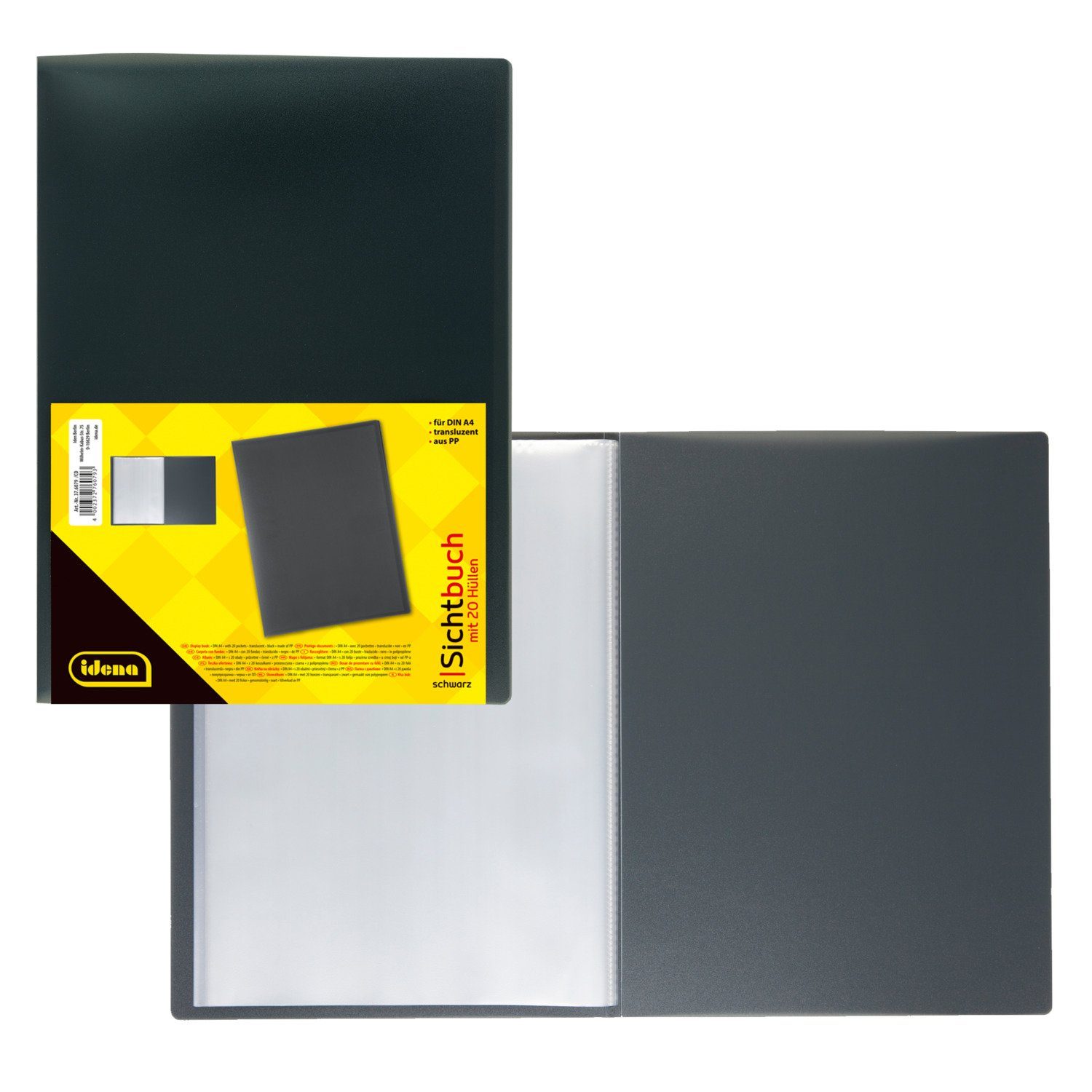 Organisationsmappe Idena 376079 - Sichtbuch für DIN A4, 20 Hüllen, schwarz