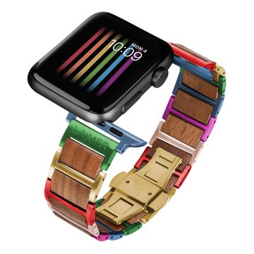 LAiMER Uhrenarmband LAIMER Apple Watch Armband UB1016-AW44 COLOUR EDITION Nussholz