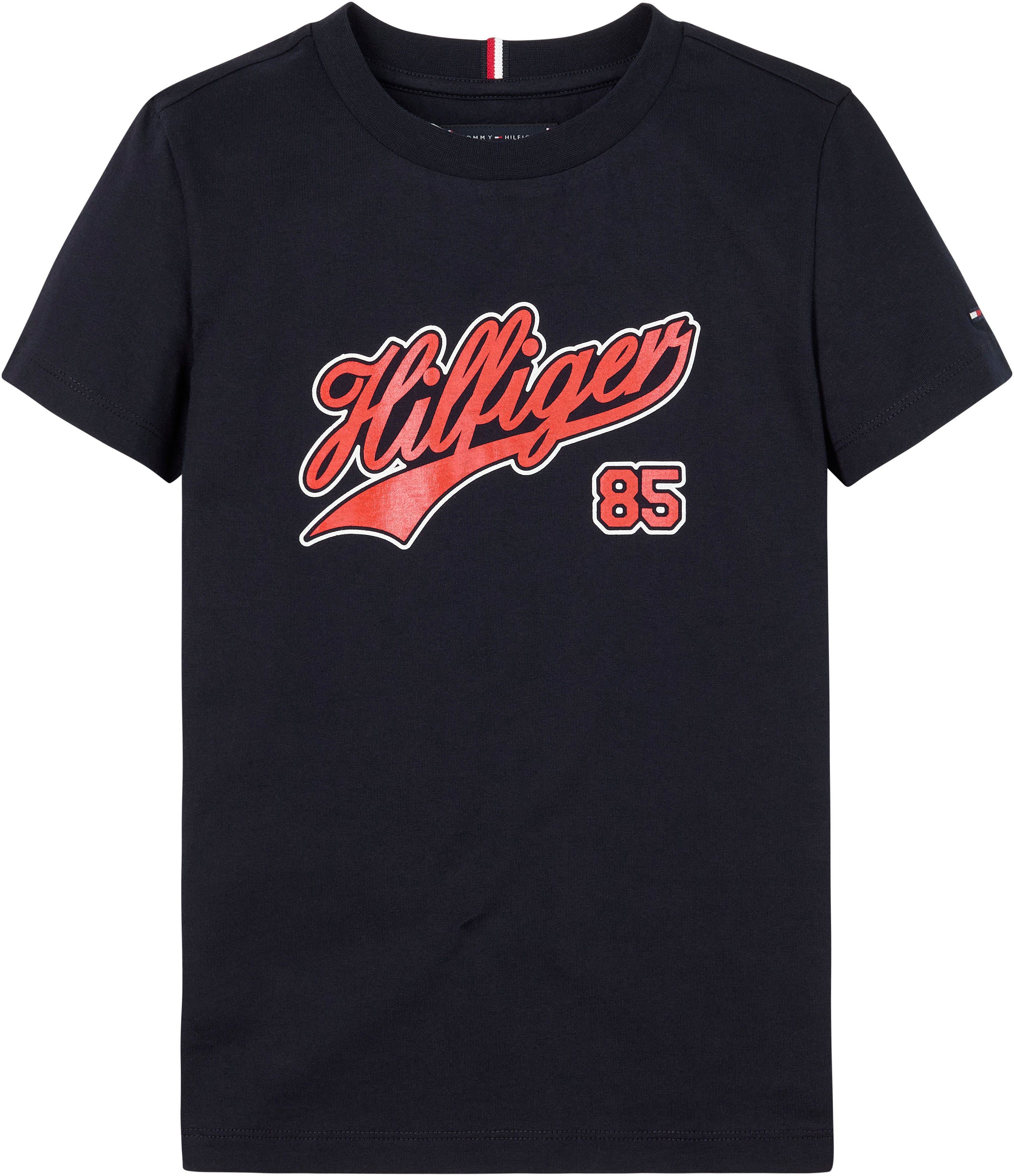 Tommy Hilfiger T-Shirt HILFIGER SCRIPT mit S/S desert sky großem Logoschriftzug TEE