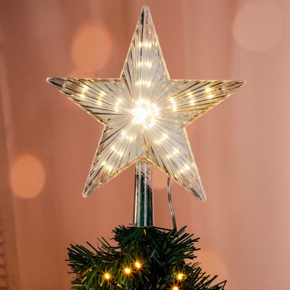 Haushalt International Dekostern Stern mit Lauflichteffekt Tannenbaumspitze Weihnachtsbaumdeko, mit 40 warm weißen LEDs, mit Timer (8/16 Stunden)