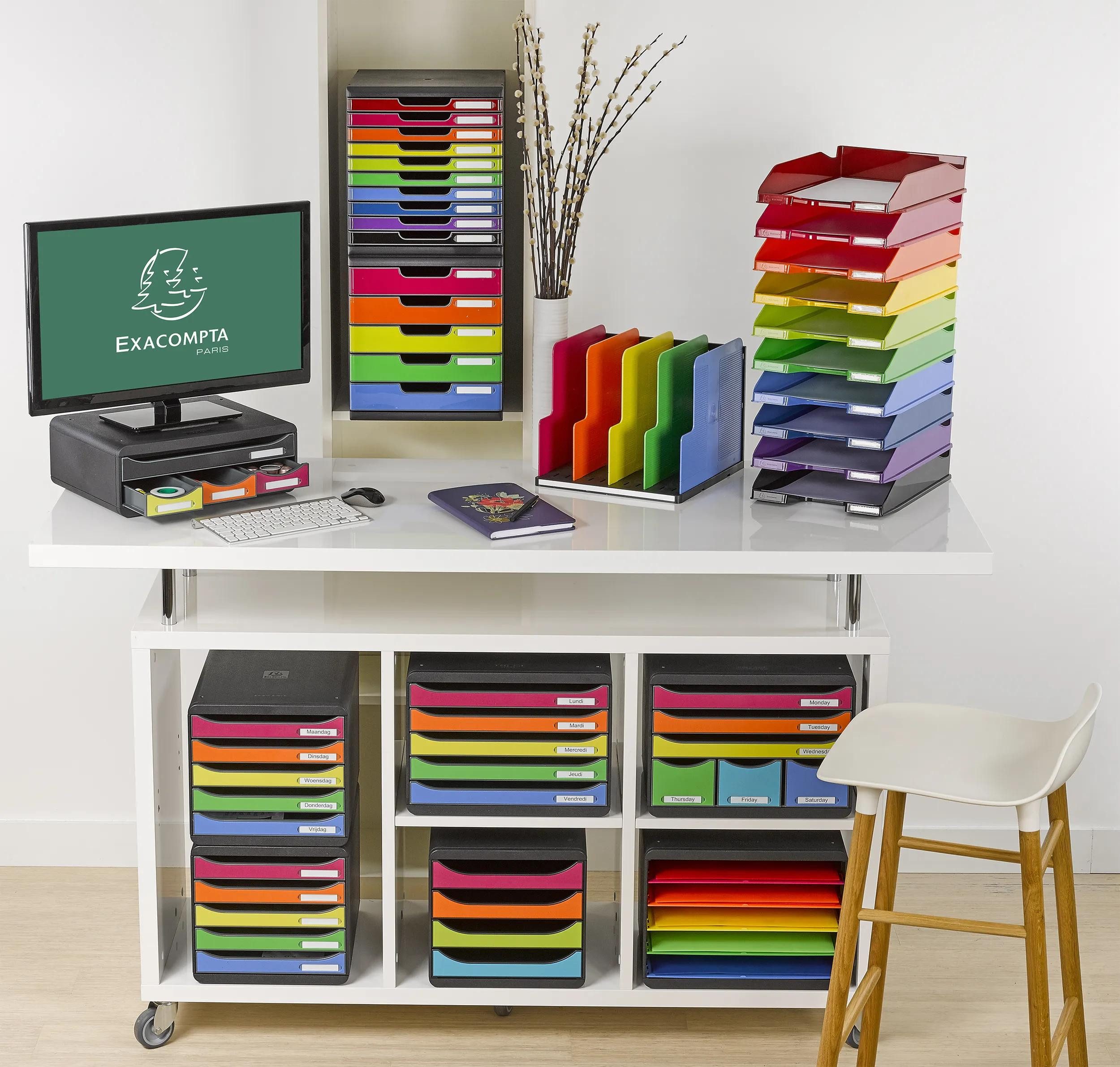 EXACOMPTA Schubladenbox Schubladenbox MODULO A4 5 geschlossene Schubladen Regenbogen 301798D, Schubladenboxen