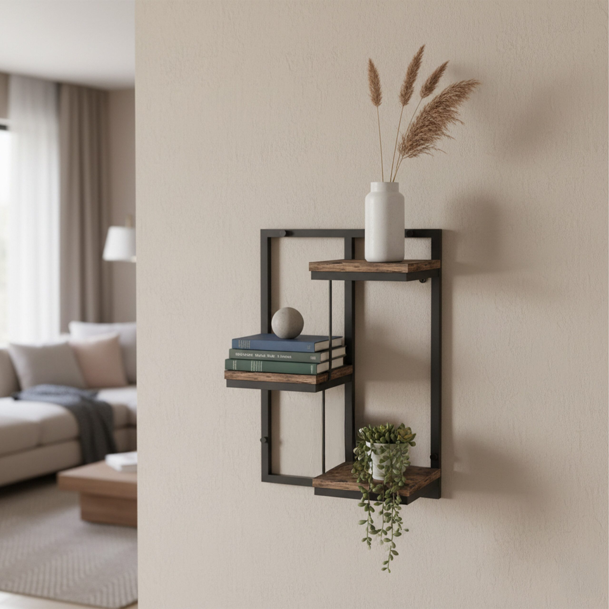 relaxdays Wandregal Industrial Desig, 3 günstig online kaufen