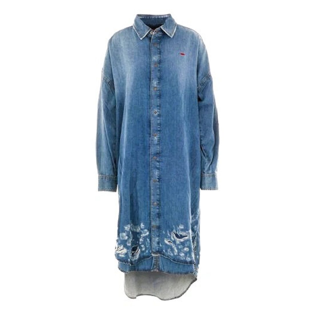 Diesel Jeanskleid Diesel Denim Davis-L-Oversized Dress, Damen Übergroße Платья. in Unifarbe, Oversized, Destroyed-Look