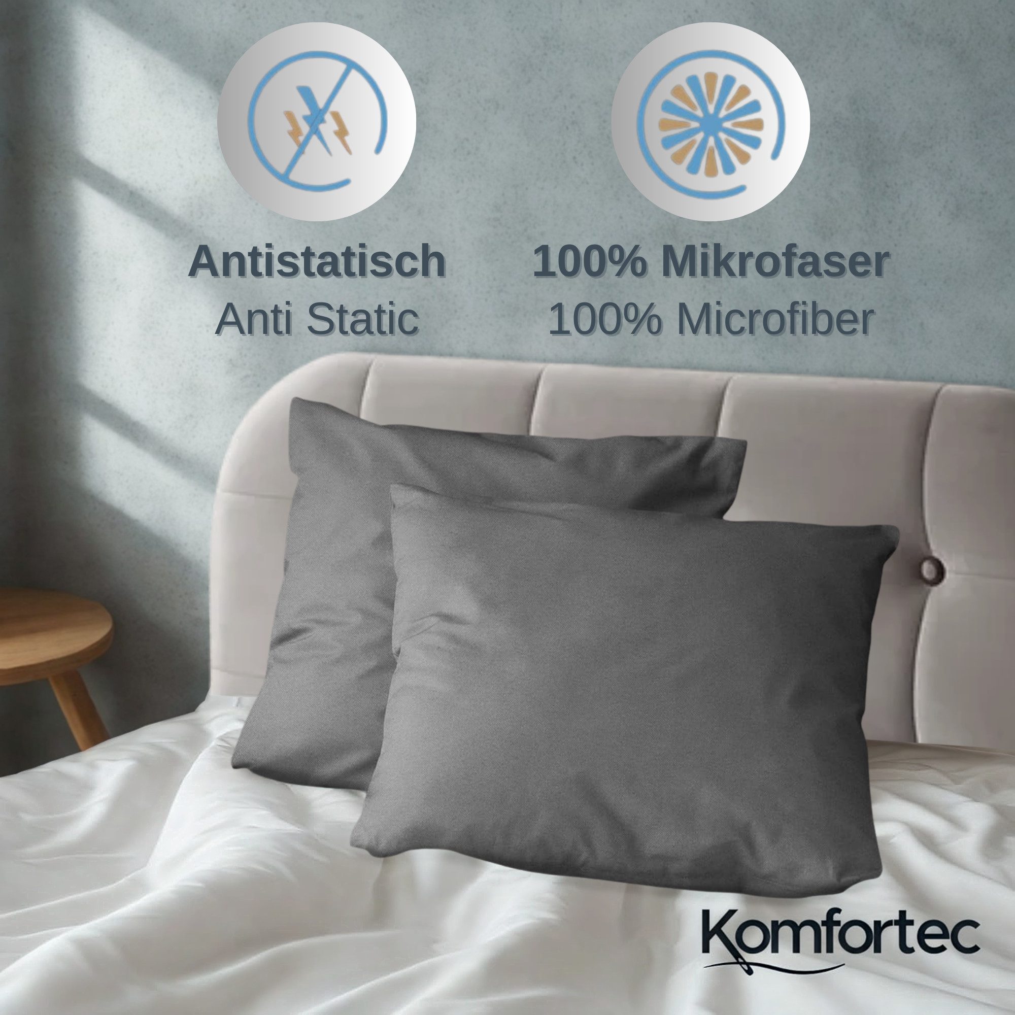 Komfortec Bettwäsche Premium, 135 x 200 bis 220 x 240 cm, 6 verschiedene Größen zur Auswahl, gebürstet 100% Mikrofaser, 2 teilig, Superweiches Bettwäsche-Set, Knitterfrei, Atmungsaktiv