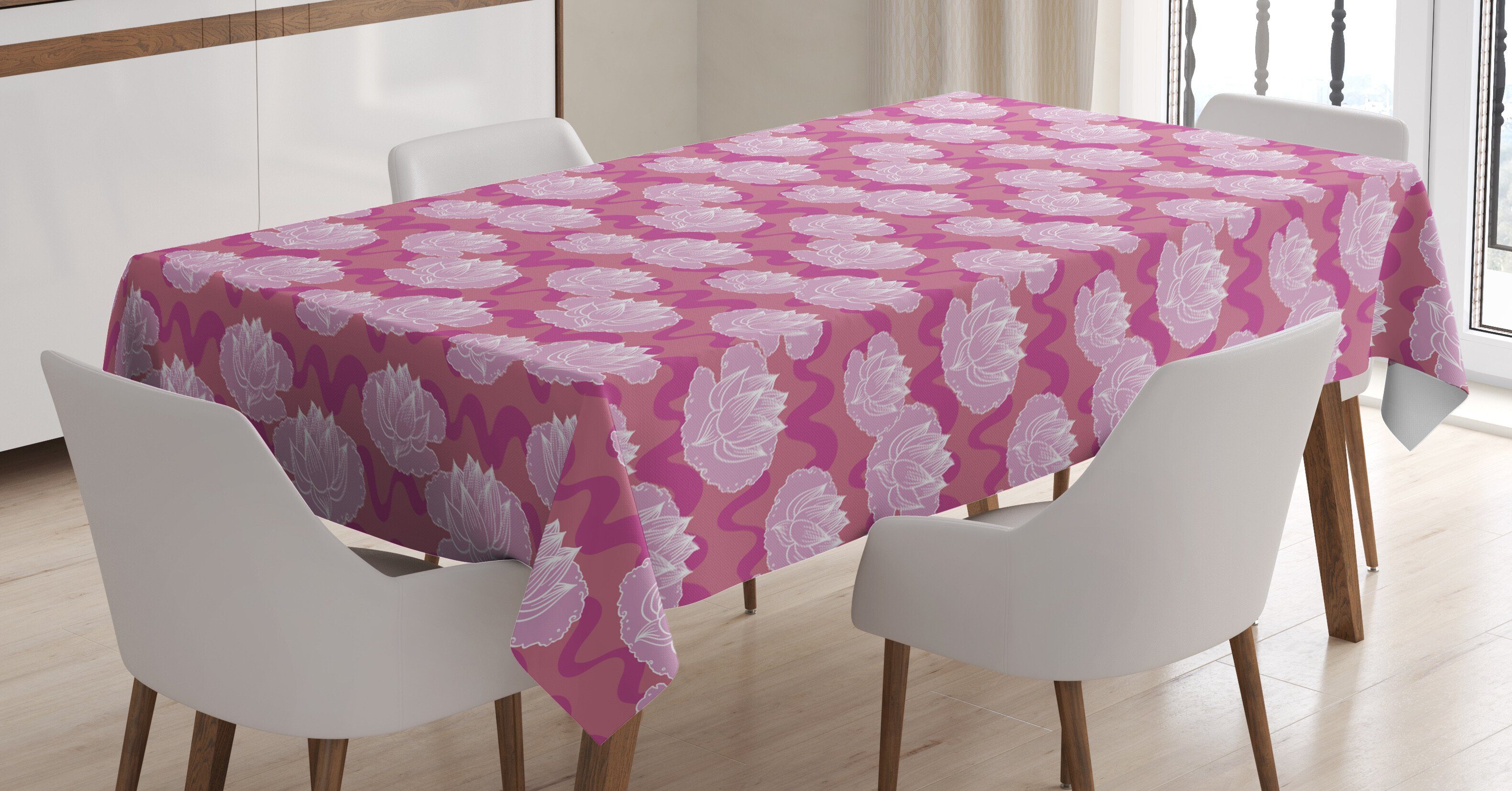 Für geeignet Tischdecke Außen Bereich Lotus Farben, Klare Abakuhaus Folklore-Blumen Farbfest den Waschbar