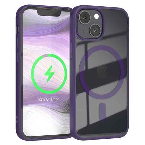 EAZY CASE Handyhülle Transparente Hülle mit MagSafe für iPhone 13 Mini 5,4 Zoll, Hülle mit Kameraschutz, Smart Case kompatibel mit Magsafe, Violett