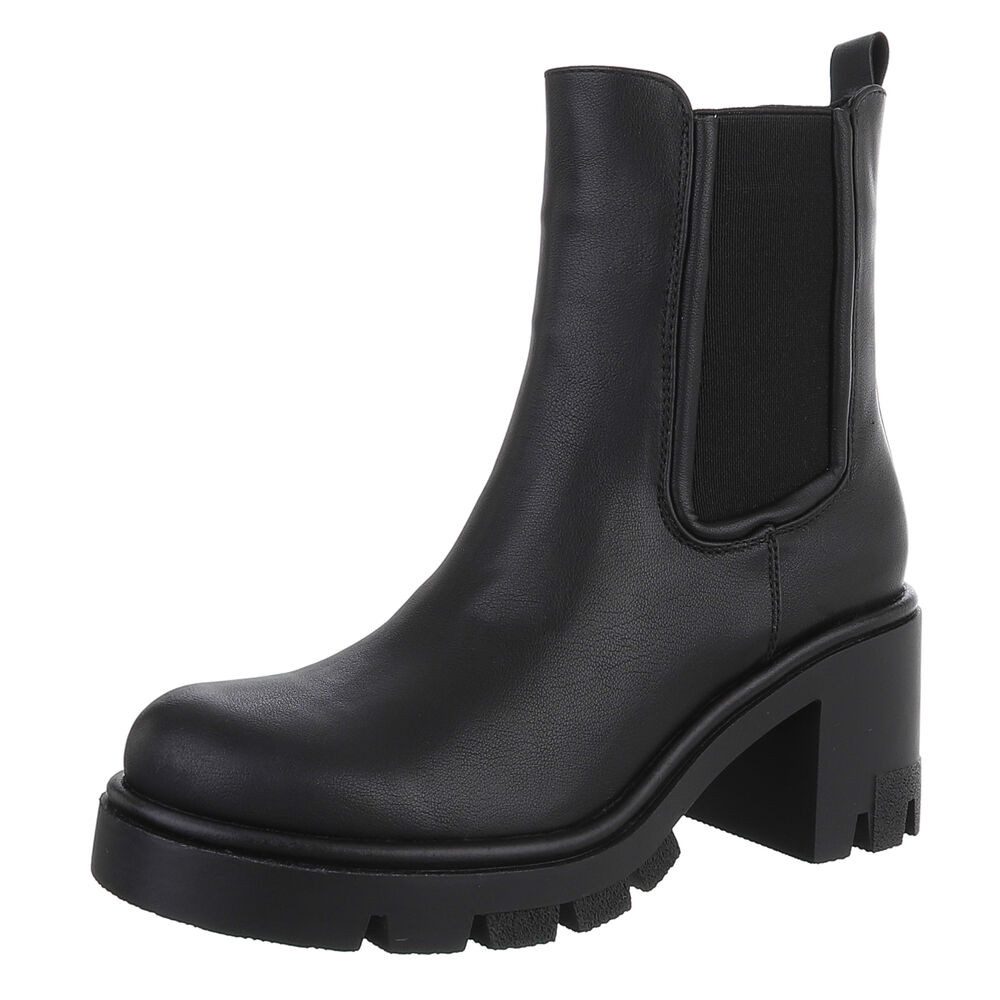 Ital-Design Trendige Chelsea-Boots mit Blockabsatz für Damen Plateaustiefelette (90649128) Blockabsatz Stiefeletten in Schwarz