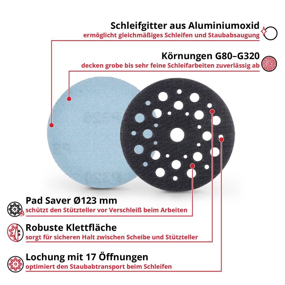 Einhell Schleifaufsatz Schleiftellerschoner mit Schleifgitter-Set Durchmesser 125 mm 1 Set