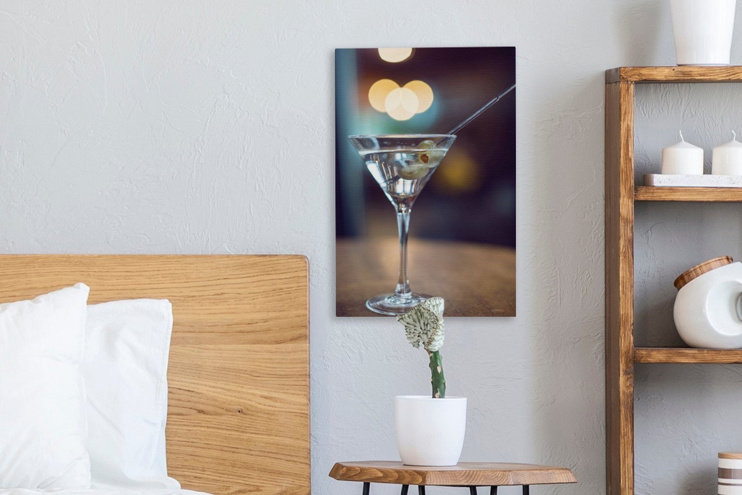 bespannt Pub, einer 20x30 im Zackenaufhänger, Gemälde, Leinwandbild OneMillionCanvasses® St), Bar Leinwandbild Martini inkl. (1 fertig Cocktail auf cm