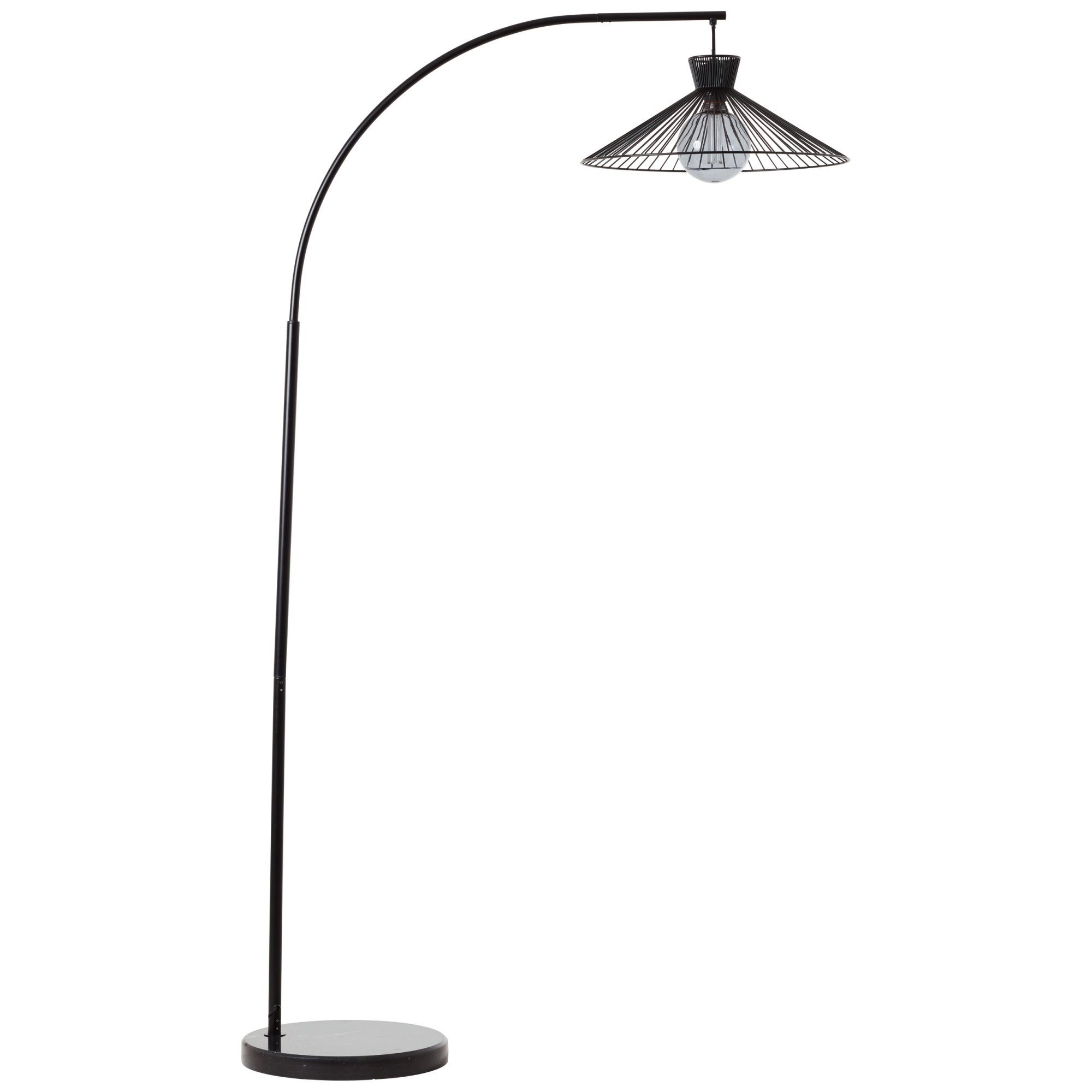 175 cm, mit Bogenlampe Stehlampe, ohne Metall, 102 Marmorfuß, matt Lightbox E27, Leuchtmittel, x schwarz