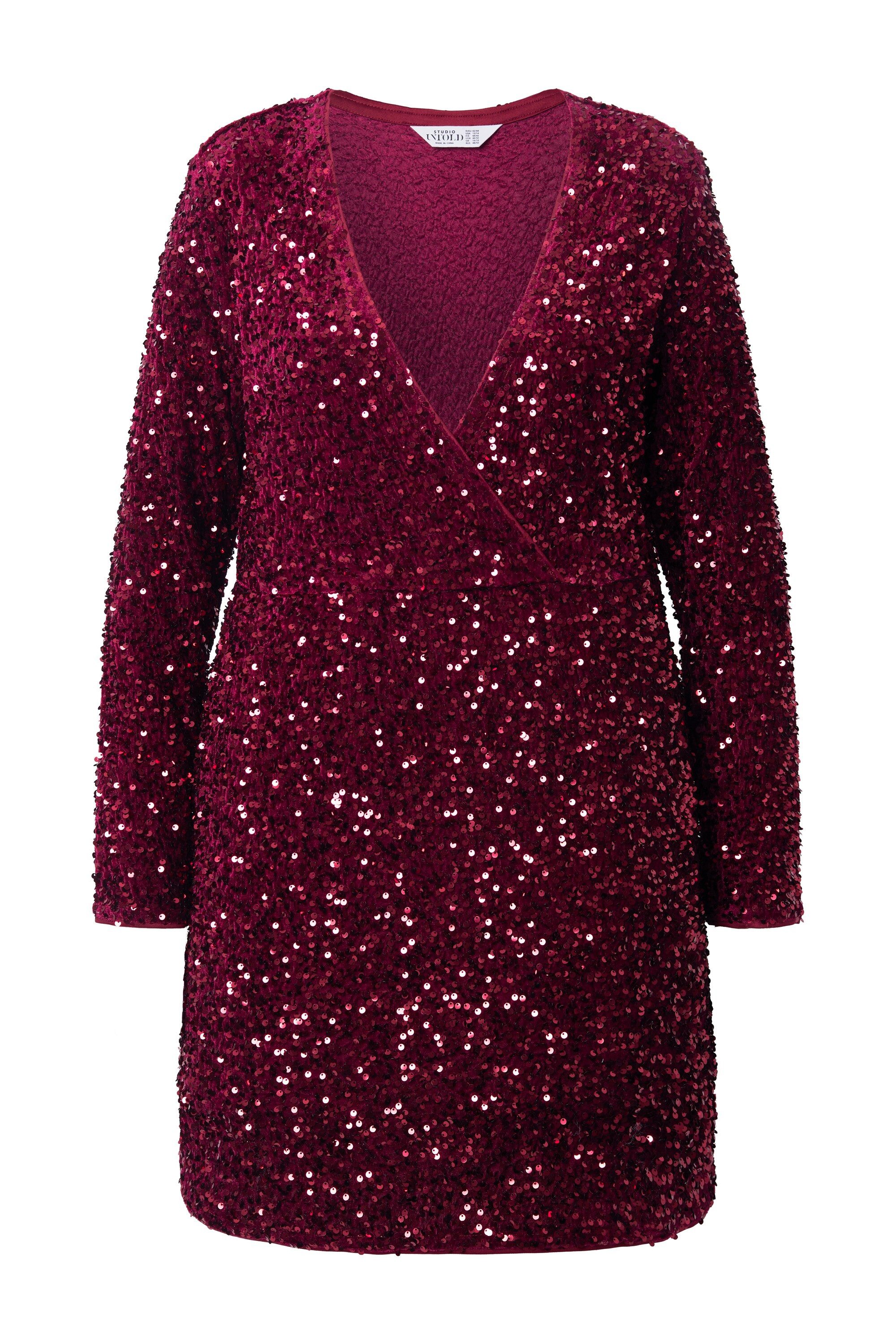 Studio Untold Minikleid Kleid Wickeloptik Pailletten V-Ausschnitt günstig online kaufen