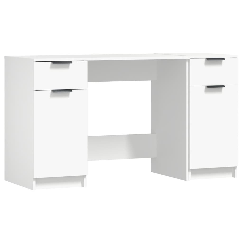 Schreibtisch Schreibtisch mit Beistellschrank Weiß Spanplatte Home Office Arbeitspl