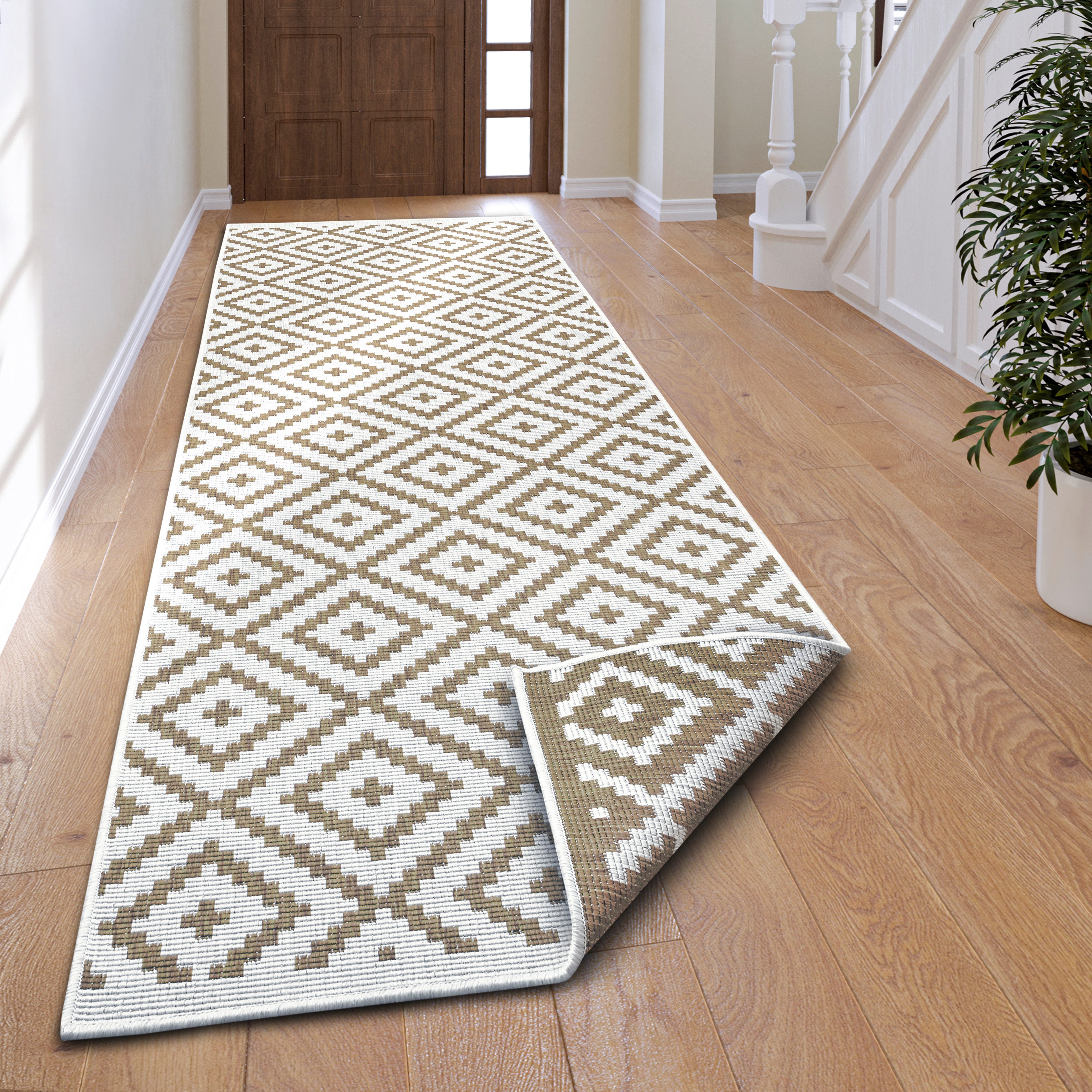 OTTO home Teppich Ronda Wendeteppich, rechteckig, Höhe: 5 mm, Sisal-Optik, Flachgewebe, In- und Outdoor, geometrisches Boho Design