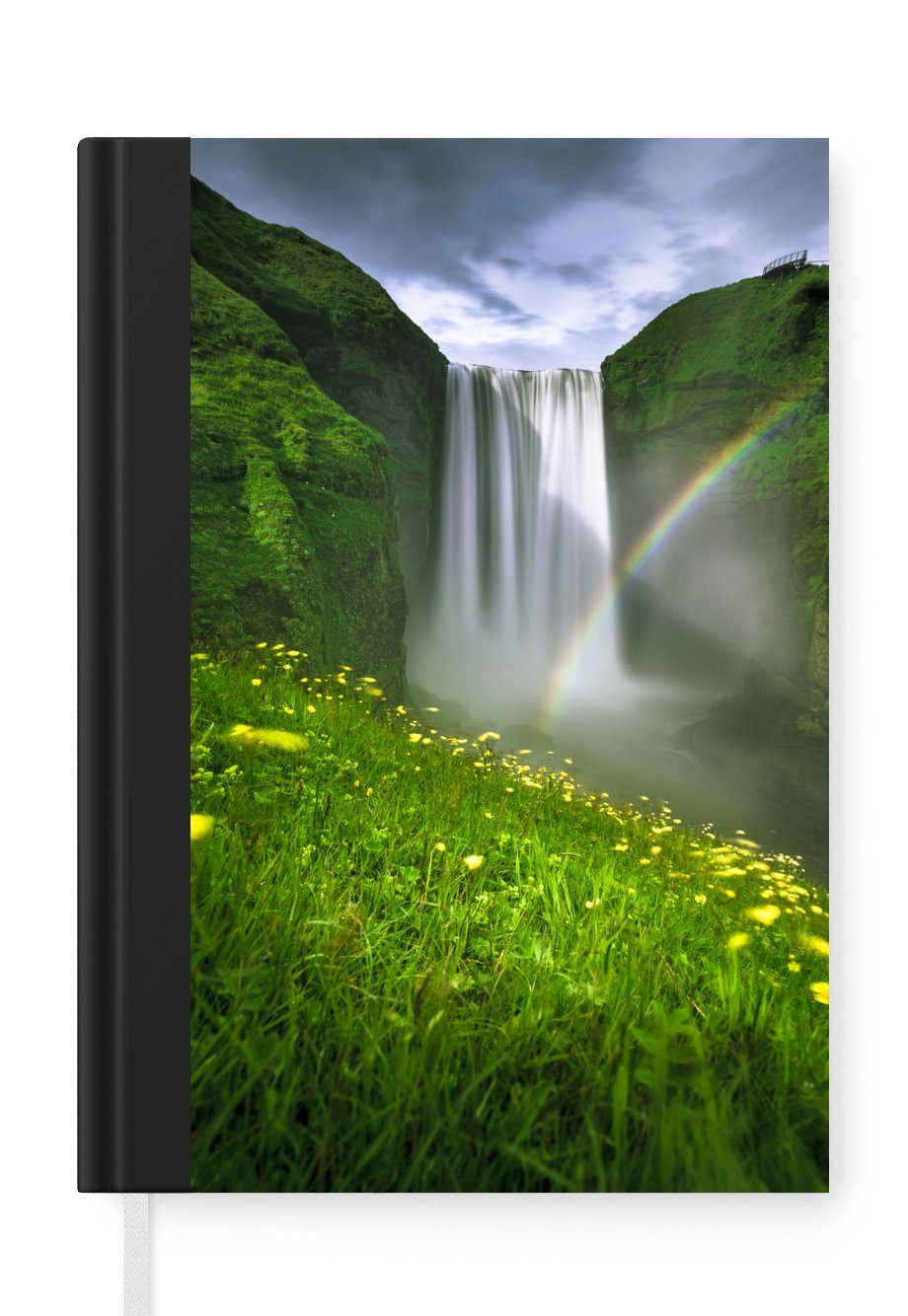 MuchoWow Notizbuch Regenbogen - Wasserfall - Natur, Journal, Merkzettel, Tagebuch, Notizheft, A5, 98 Seiten, Haushaltsbuch