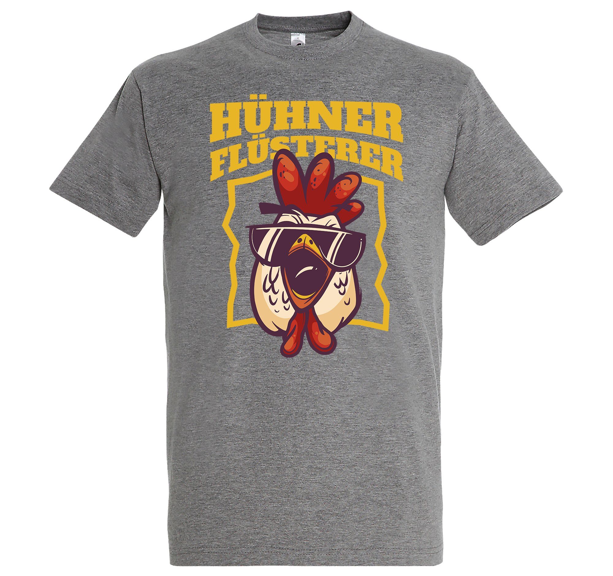 Youth Designz T-Shirt "Hühner Flüsterer" Herren Shirt mit lustigem Frontprint Grau