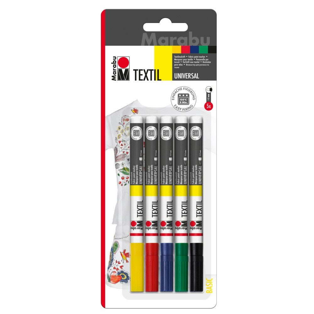 Marabu Textilmarker Marabu Textil Painter Set 5x1-2mm 5 Teile sortiert