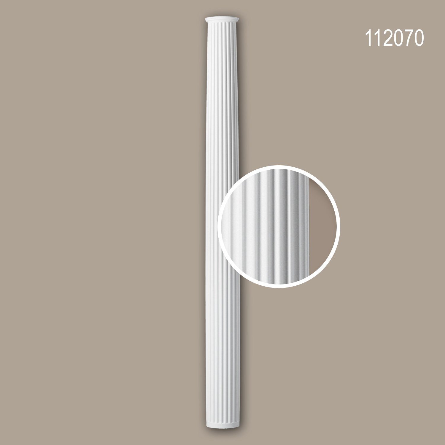 Profhome Wanddekoobjekt 112070 (Vollsäulen Schaft, 1 St., Säule, Zierelement, Stucksäule, Dekosäule, Durchmesser 15,8 cm), weiß, vorgrundiert, Stil: Neo-Klassizismus