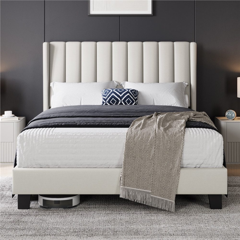 Yaheetech Polsterbett 140/160 x 200 cm, Doppelbett Familienbett Bettgestell mit Lattenrost, 140 x 200 cm