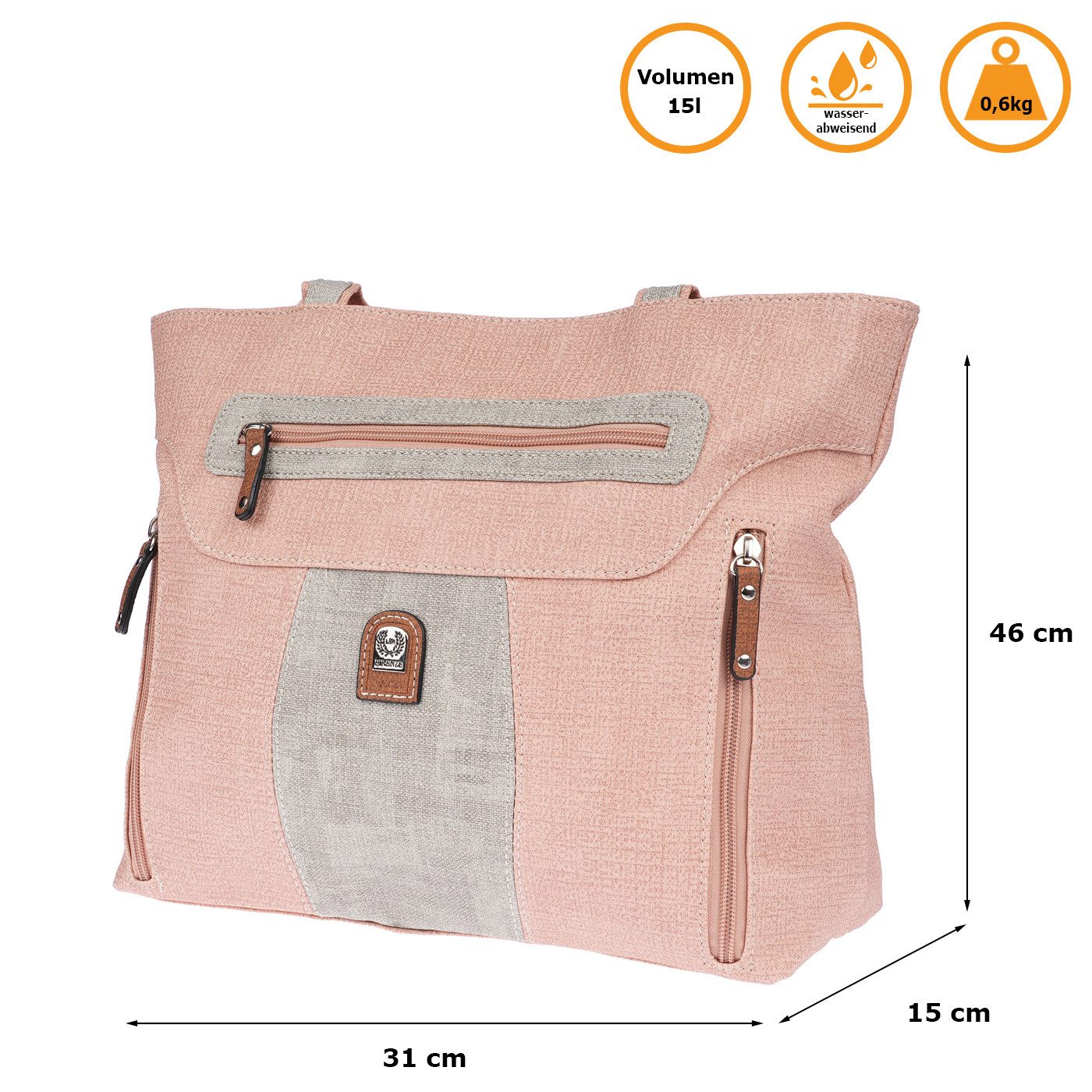 Christian Wippermann Henkeltasche Große Damen Tasche Schultertasche Umhängetasche (1 tlg), Henkeltasche Leder Optik Bag
