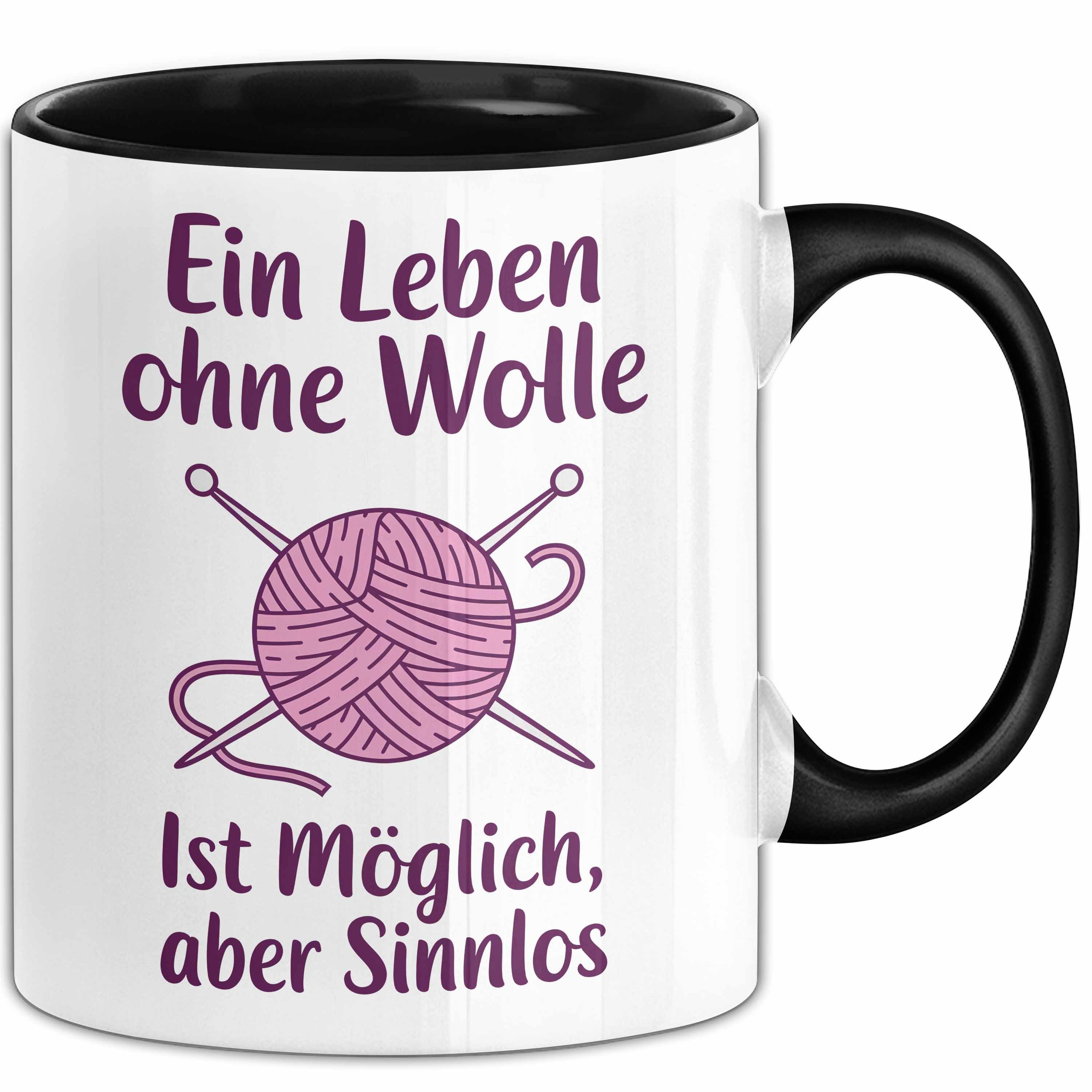 Trendation Tasse Stricken Tasse Geschenk Leben Ohne Wolle Ist Moeglich Aber Sinnlos Ges, Keramik